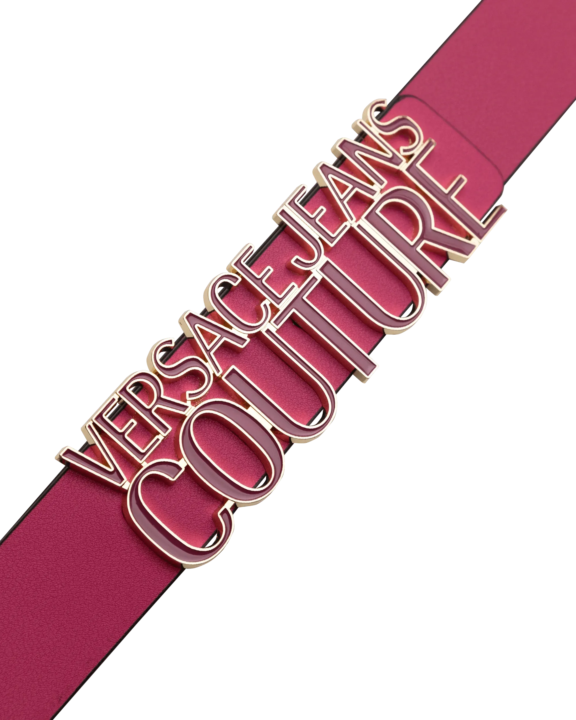 Leather Belt With Gold Trim Logo - DIHSAN