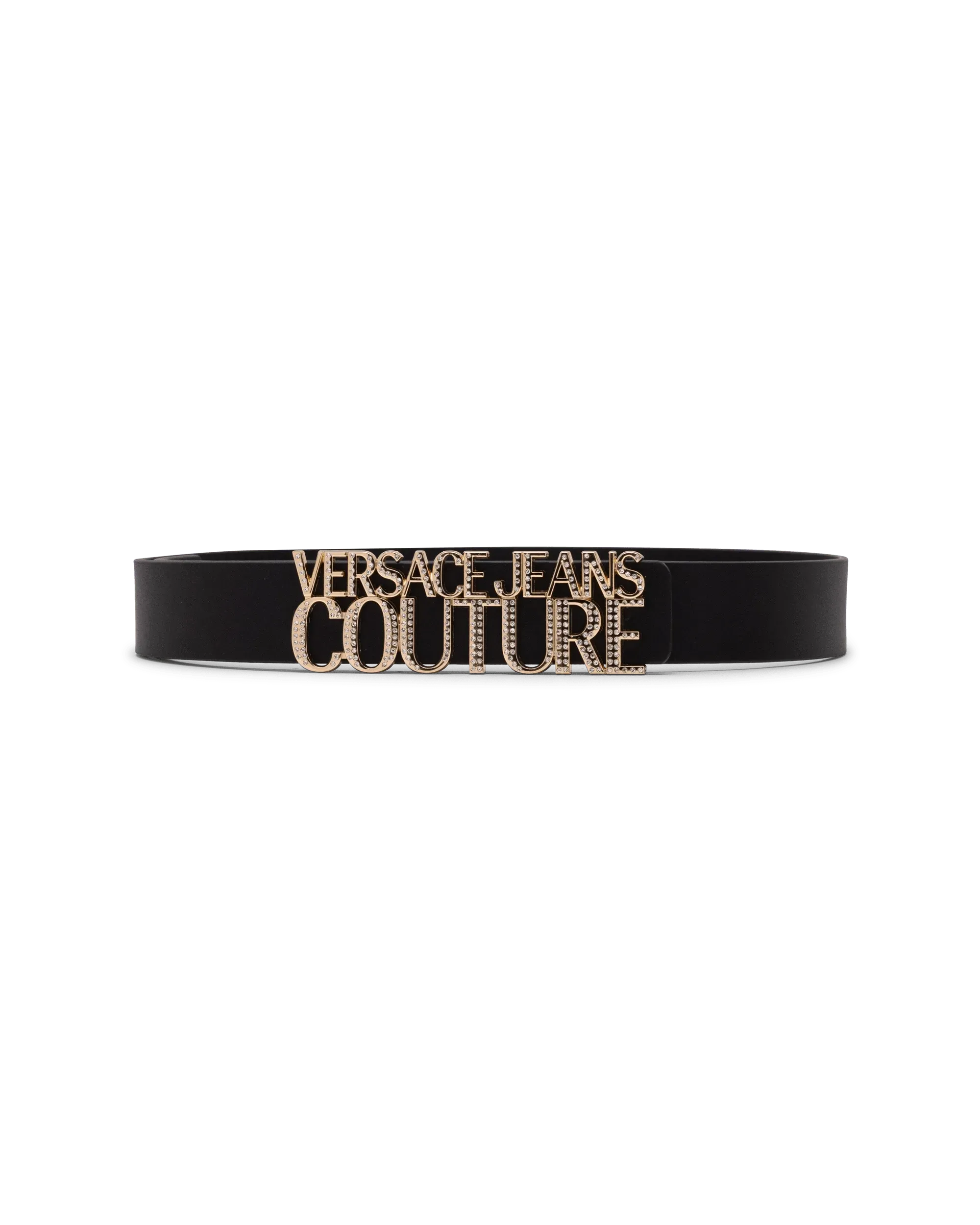 Leather Belt With Gold Trim Logo - DIHSAN