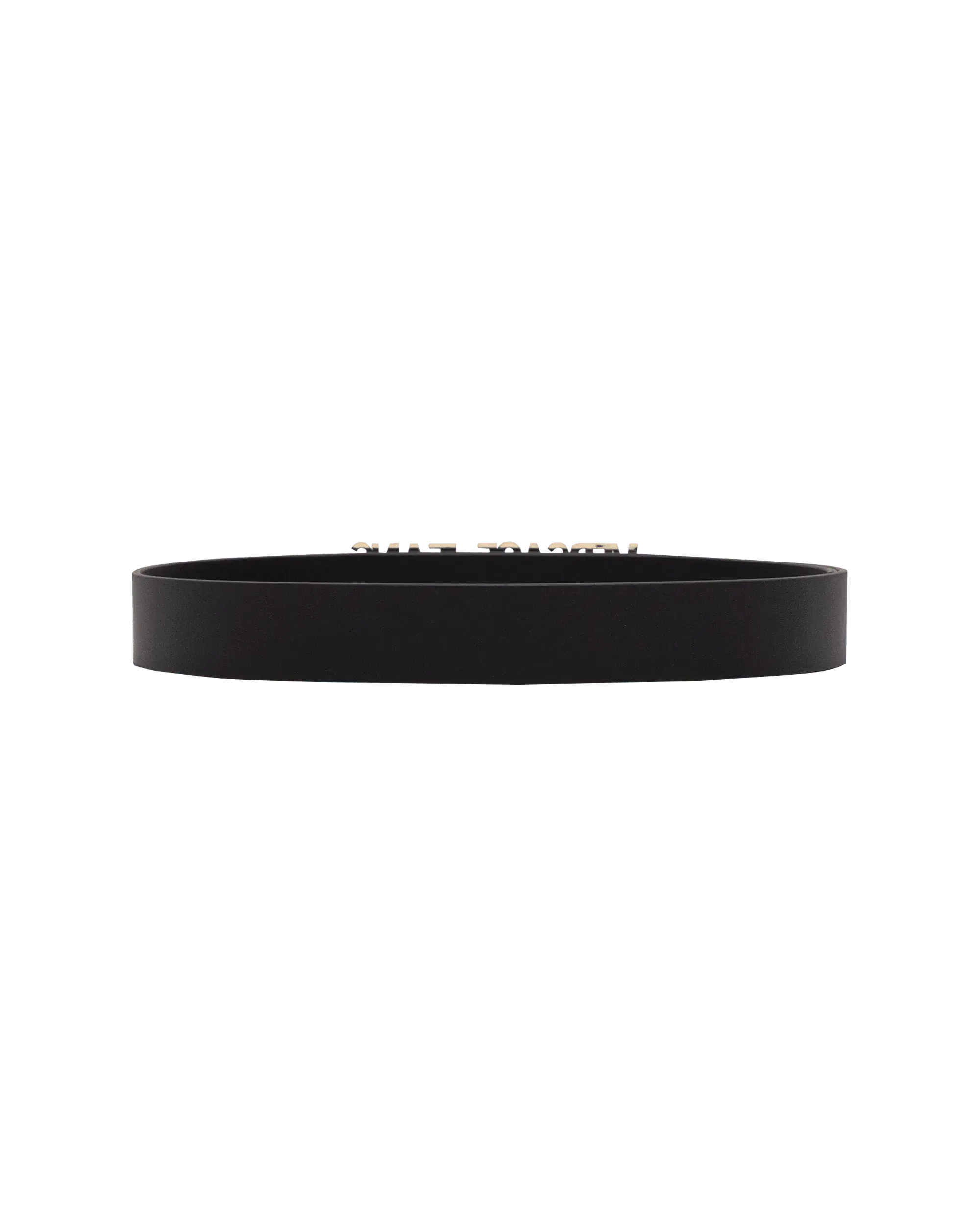 Leather Belt With Gold Trim Logo - DIHSAN