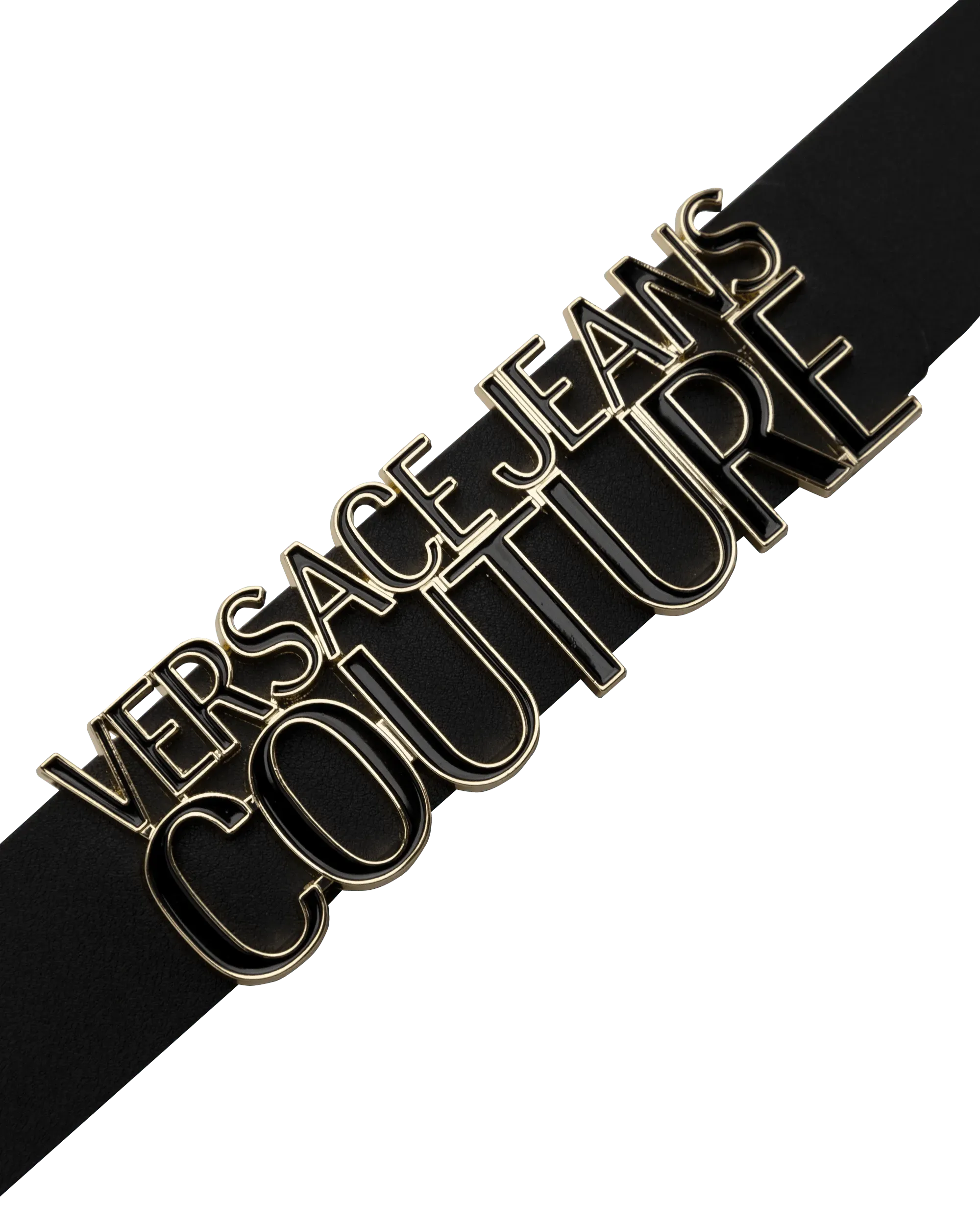 Leather Belt With Gold Trim Logo - DIHSAN