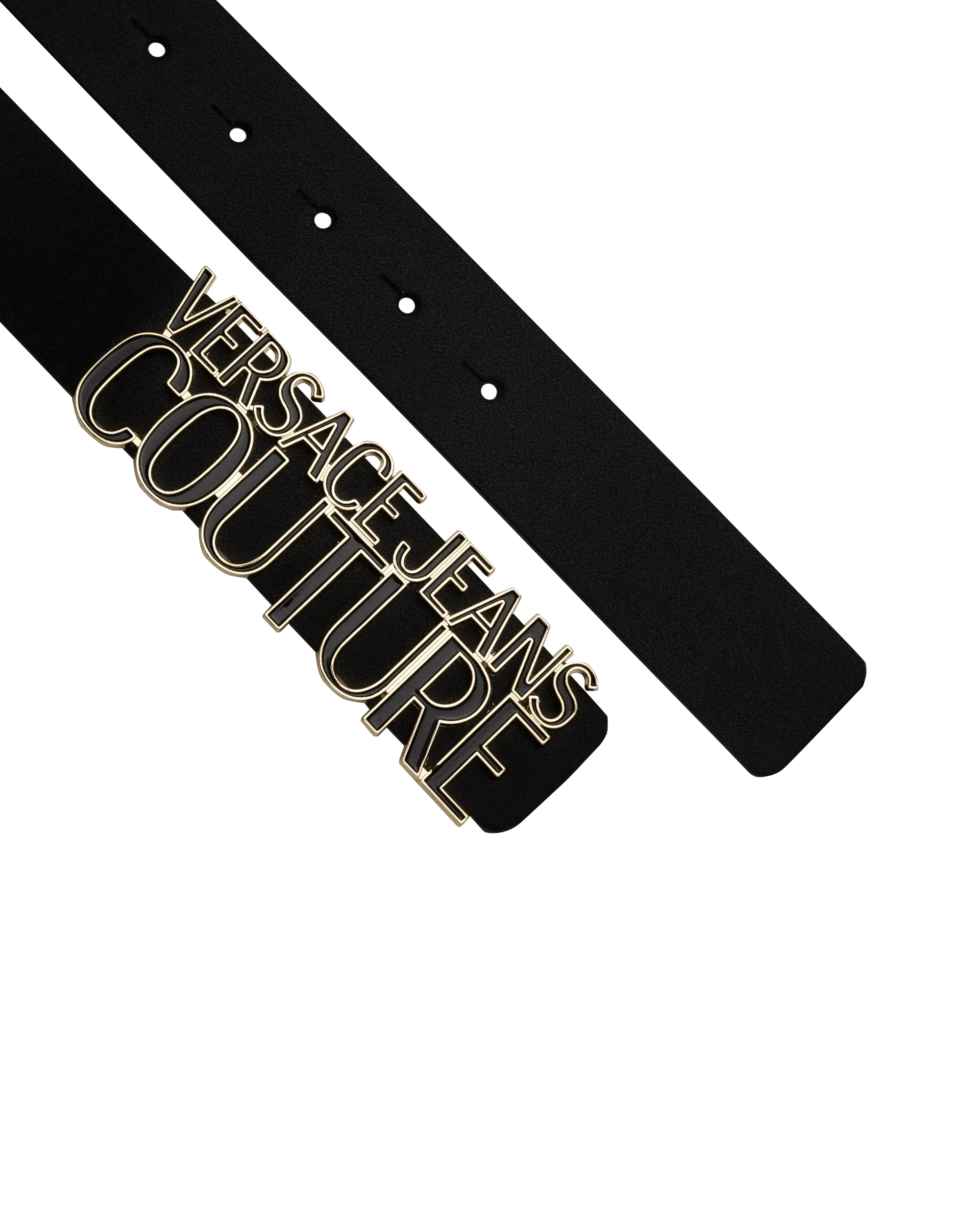 Leather Belt With Gold Trim Logo - DIHSAN