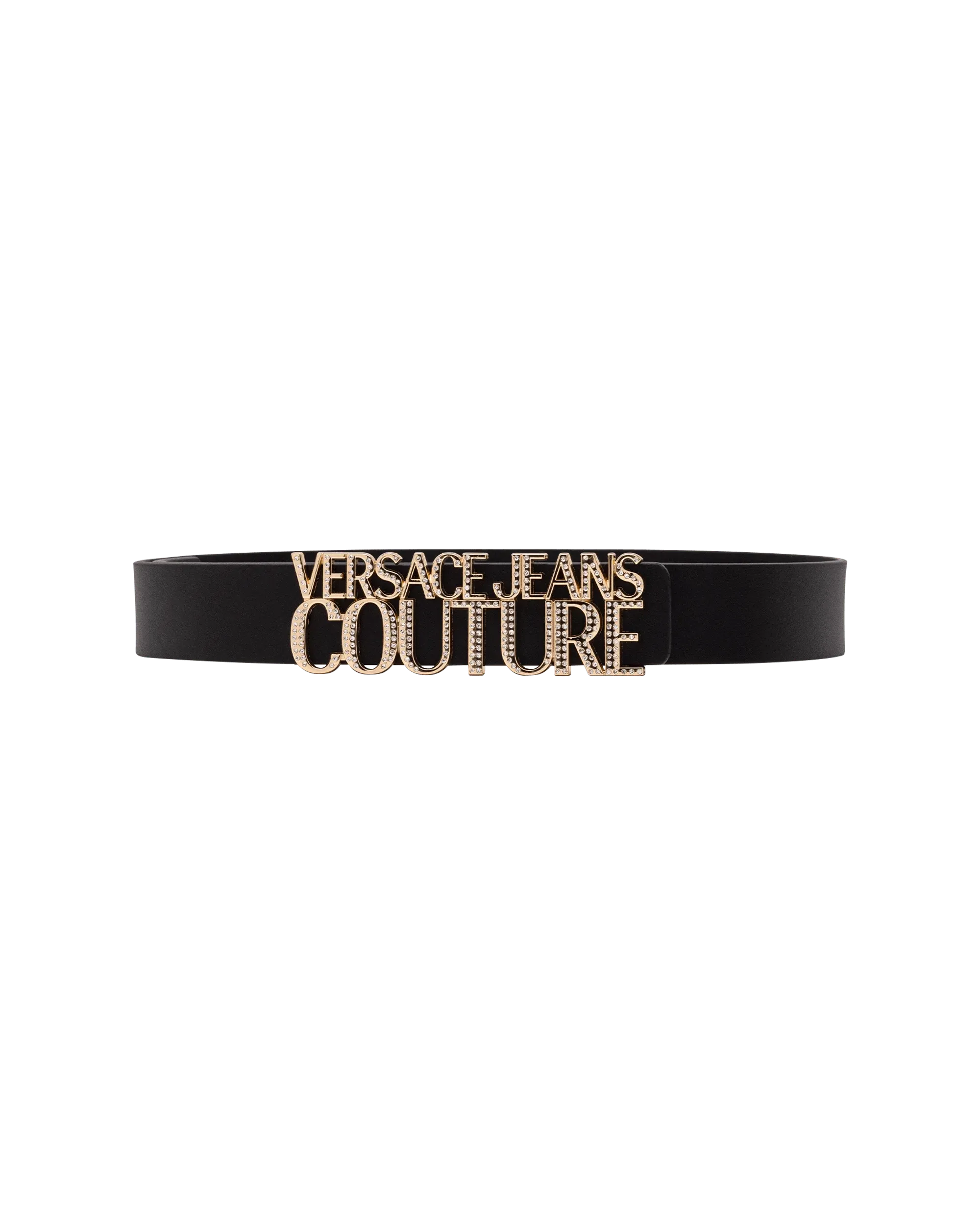 Leather Belt With Crystal Detailed Logo - DIHSAN