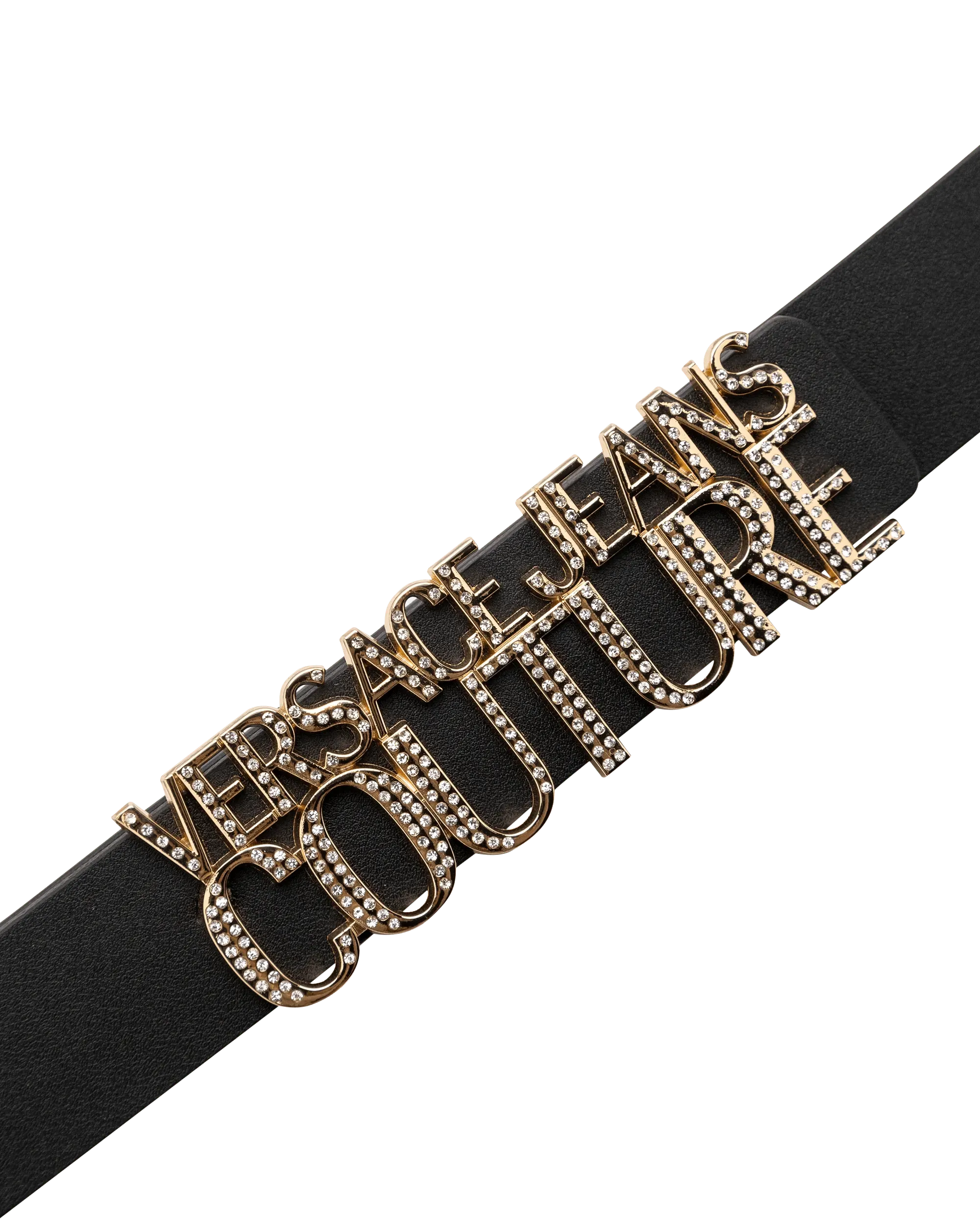 Leather Belt With Crystal Detailed Logo - DIHSAN