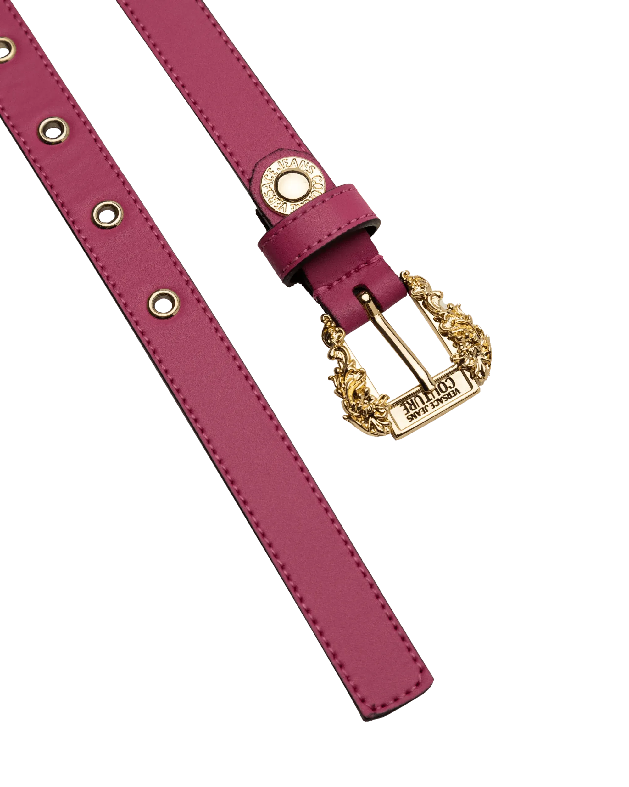 Gold Garland Logo Leather Belt - DIHSAN