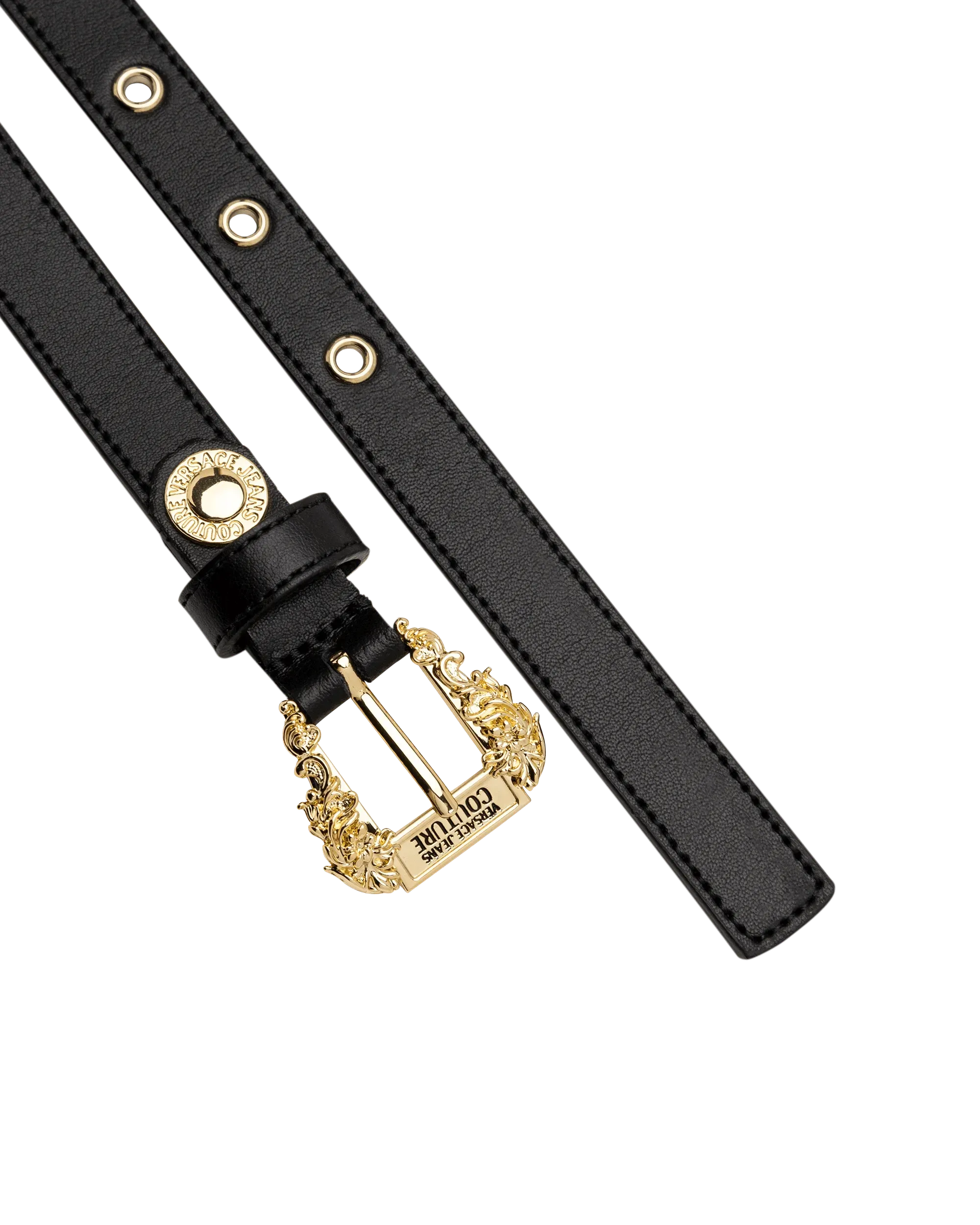 Gold Garland Logo Leather Belt - DIHSAN