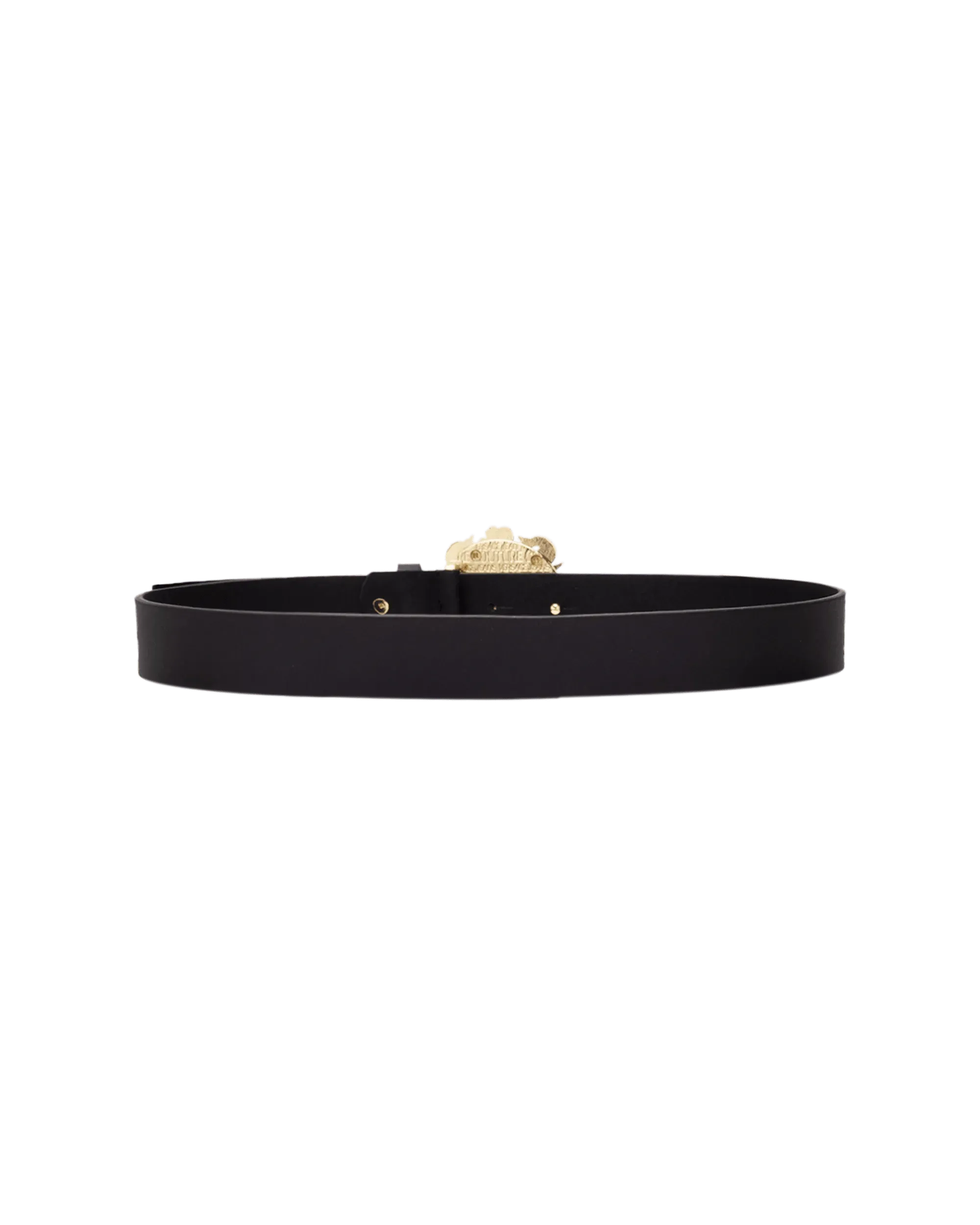 Black Bovine Baroque Logo Leather Belt by Versace Jeans Couture | DIHSAN