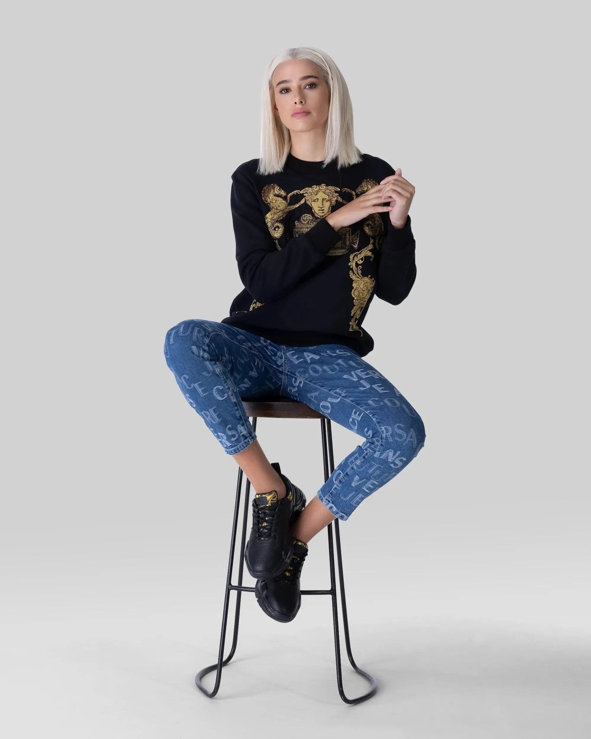 Cropped Logo Skinny Jeans - DIHSAN