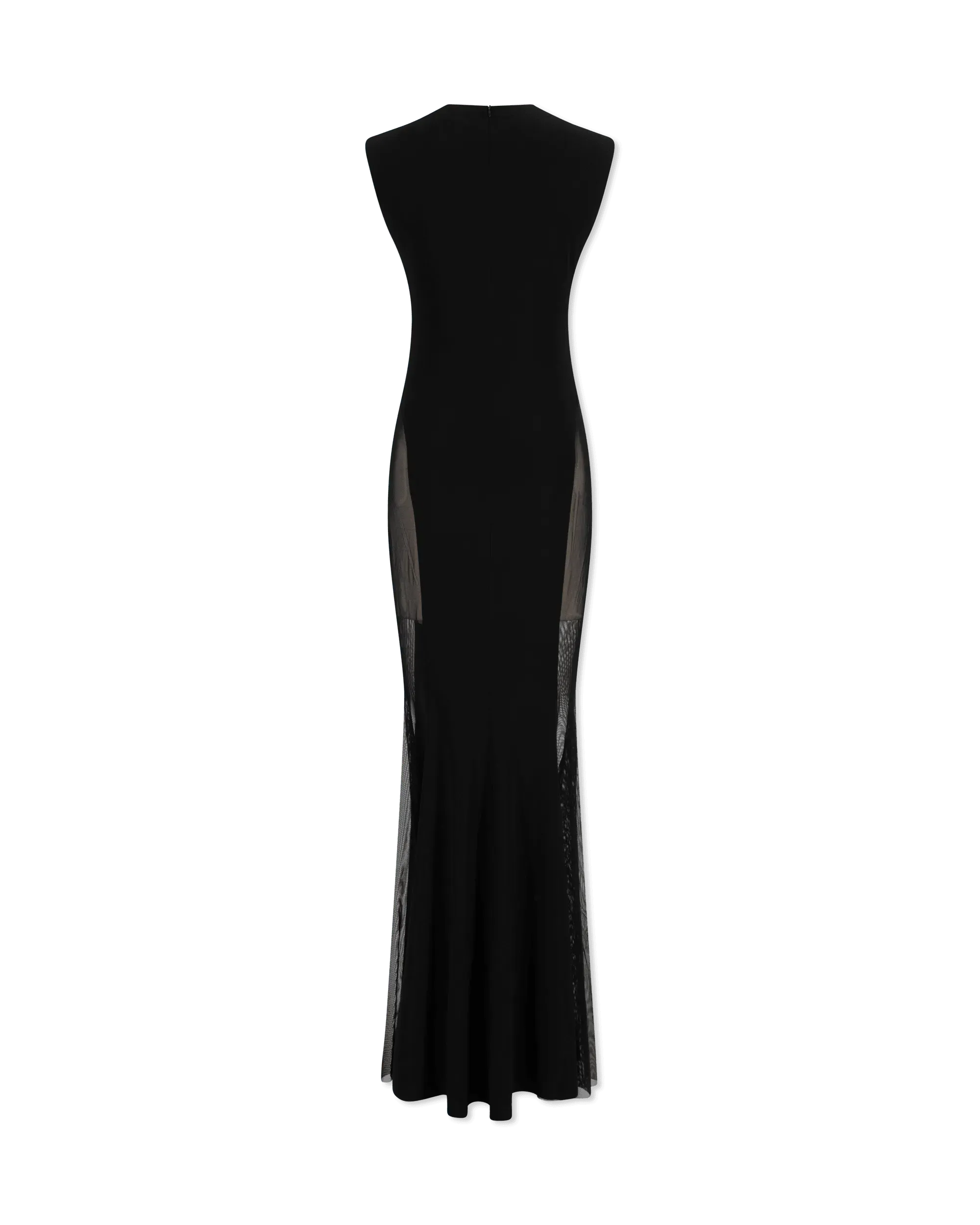 Sleeveless Crewneck Fishtail Gown - DIHSAN