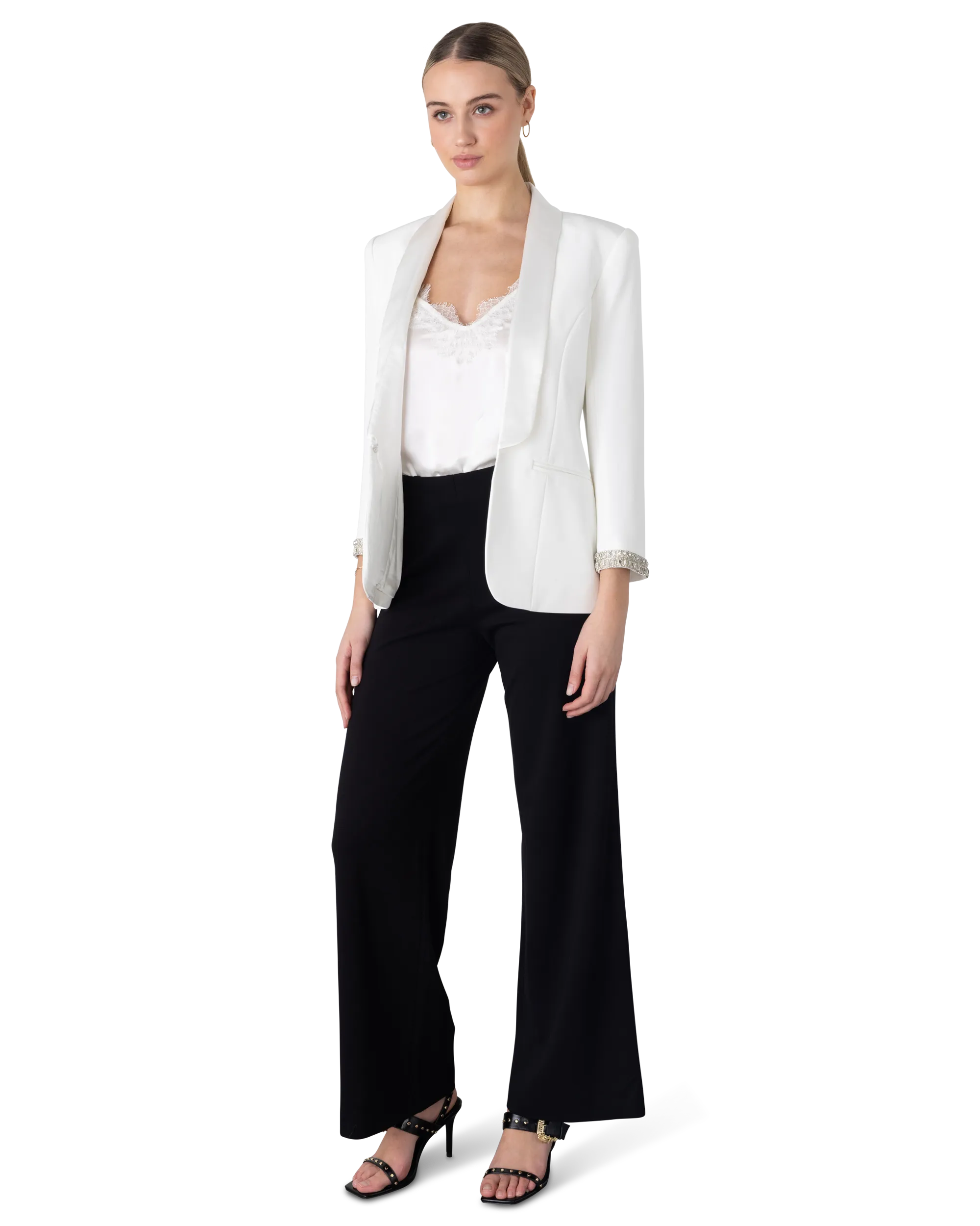 Generation Love Argo Crystal Satin Combo Crepe Blazer