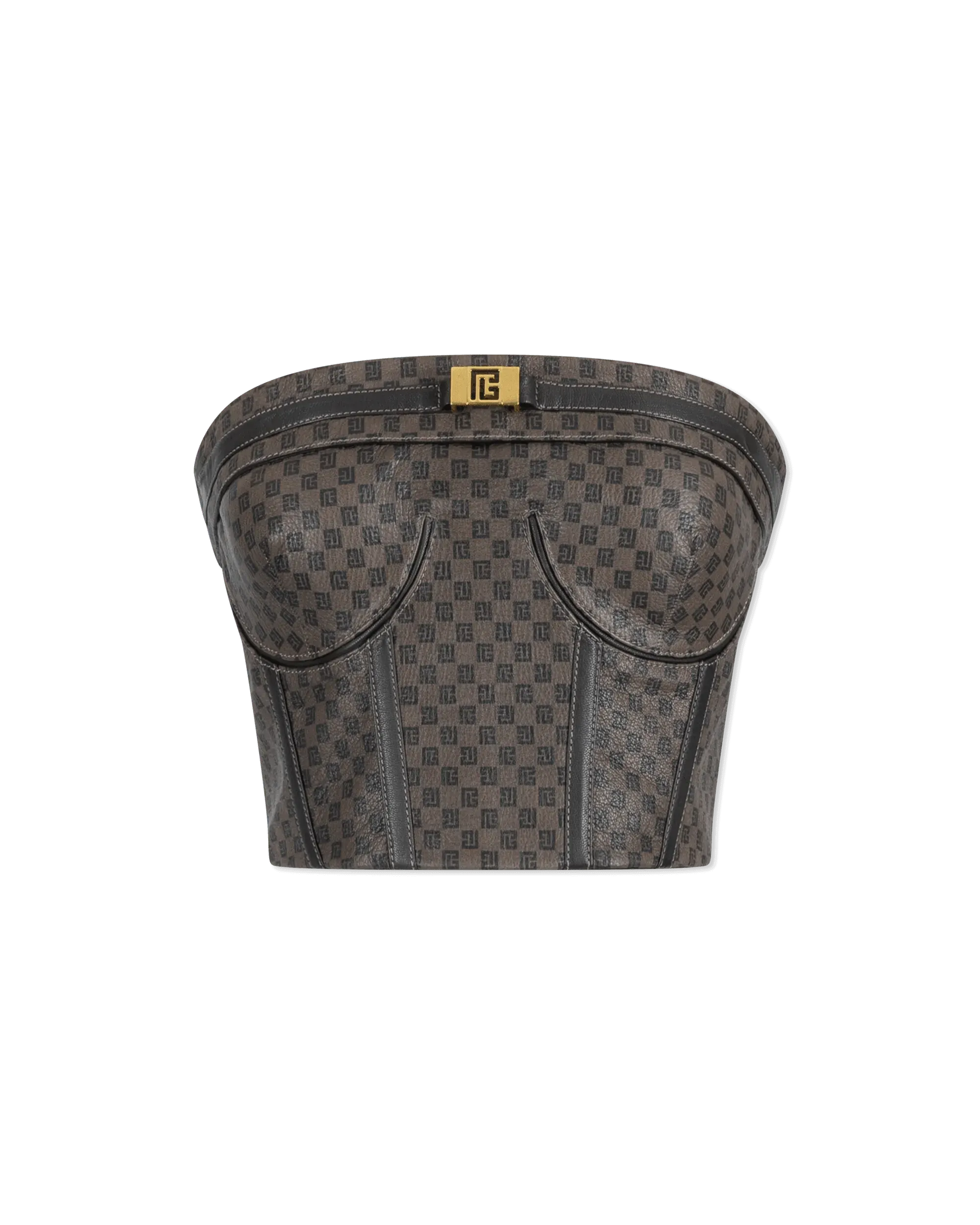 Mini Monogram Leather Bustier Top - DIHSAN
