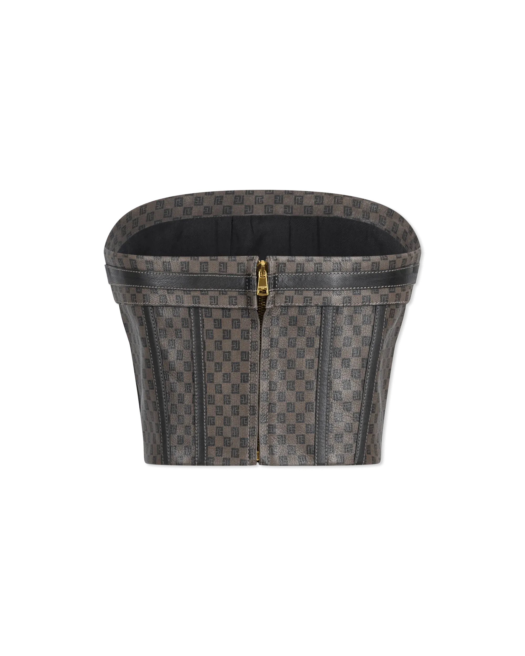 Mini Monogram Leather Bustier Top - DIHSAN