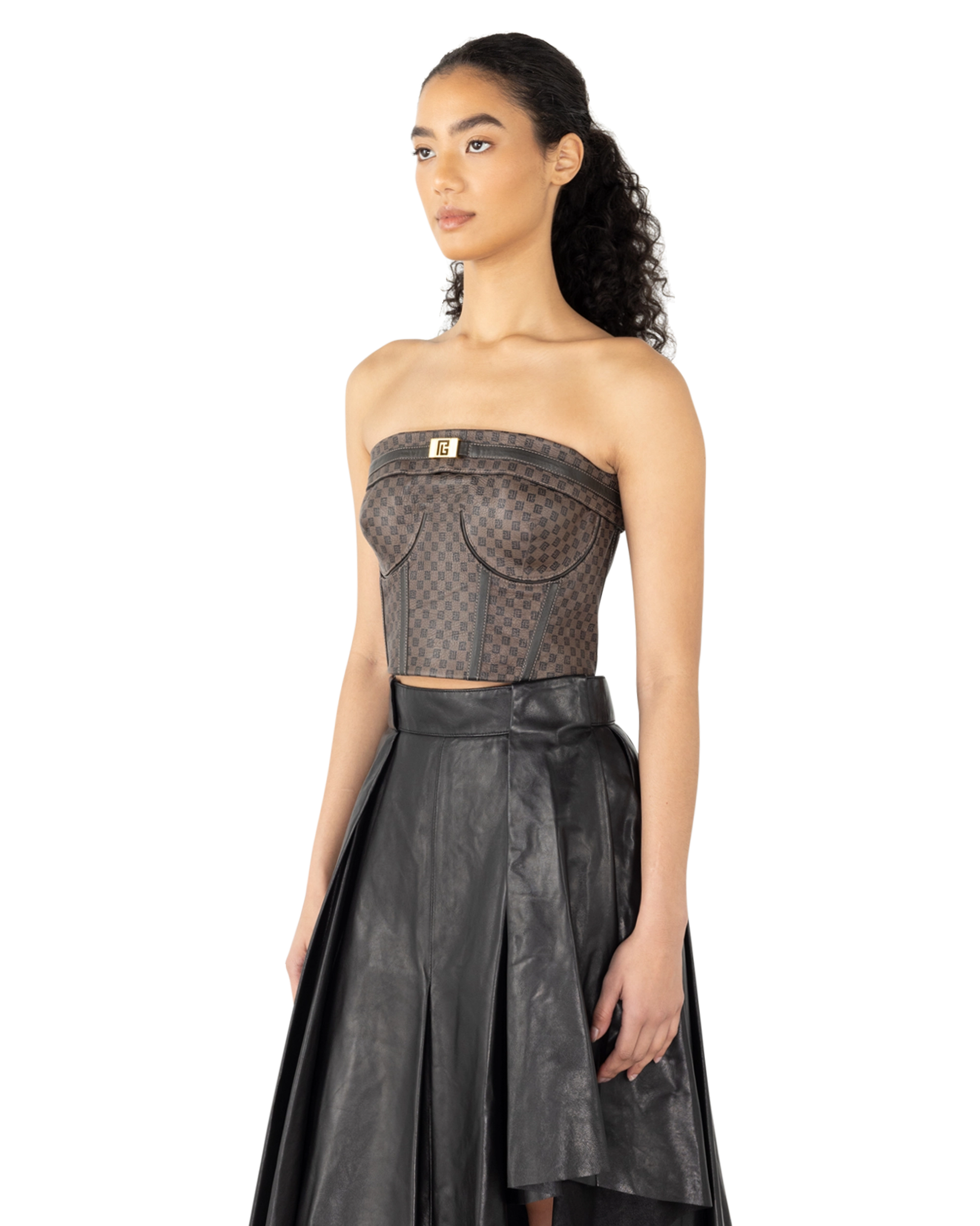 Mini Monogram Leather Bustier Top