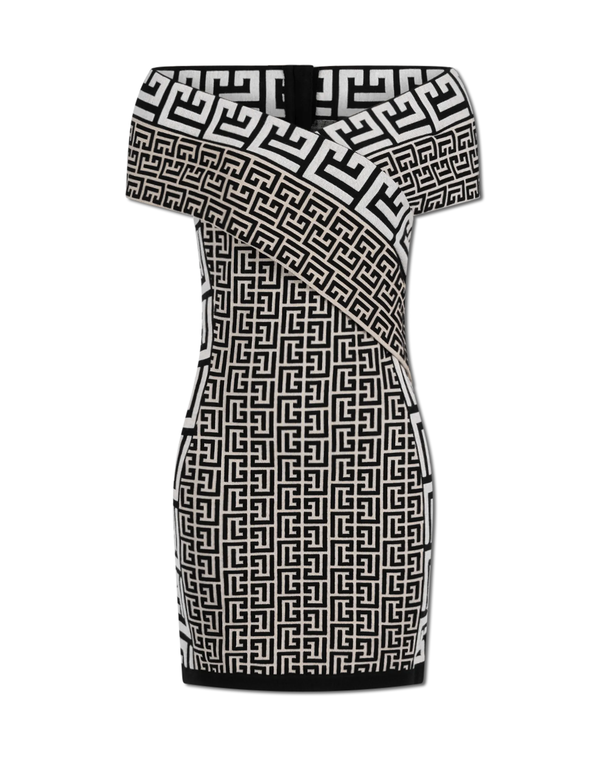 Off-Shoulder Monogram Knit Mini Dress