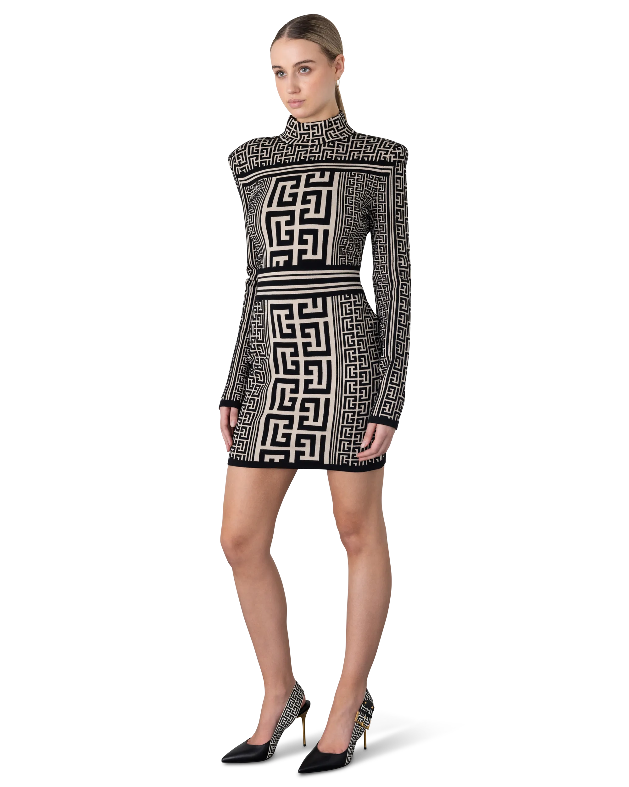Long Sleeve Monogram Mini Dress