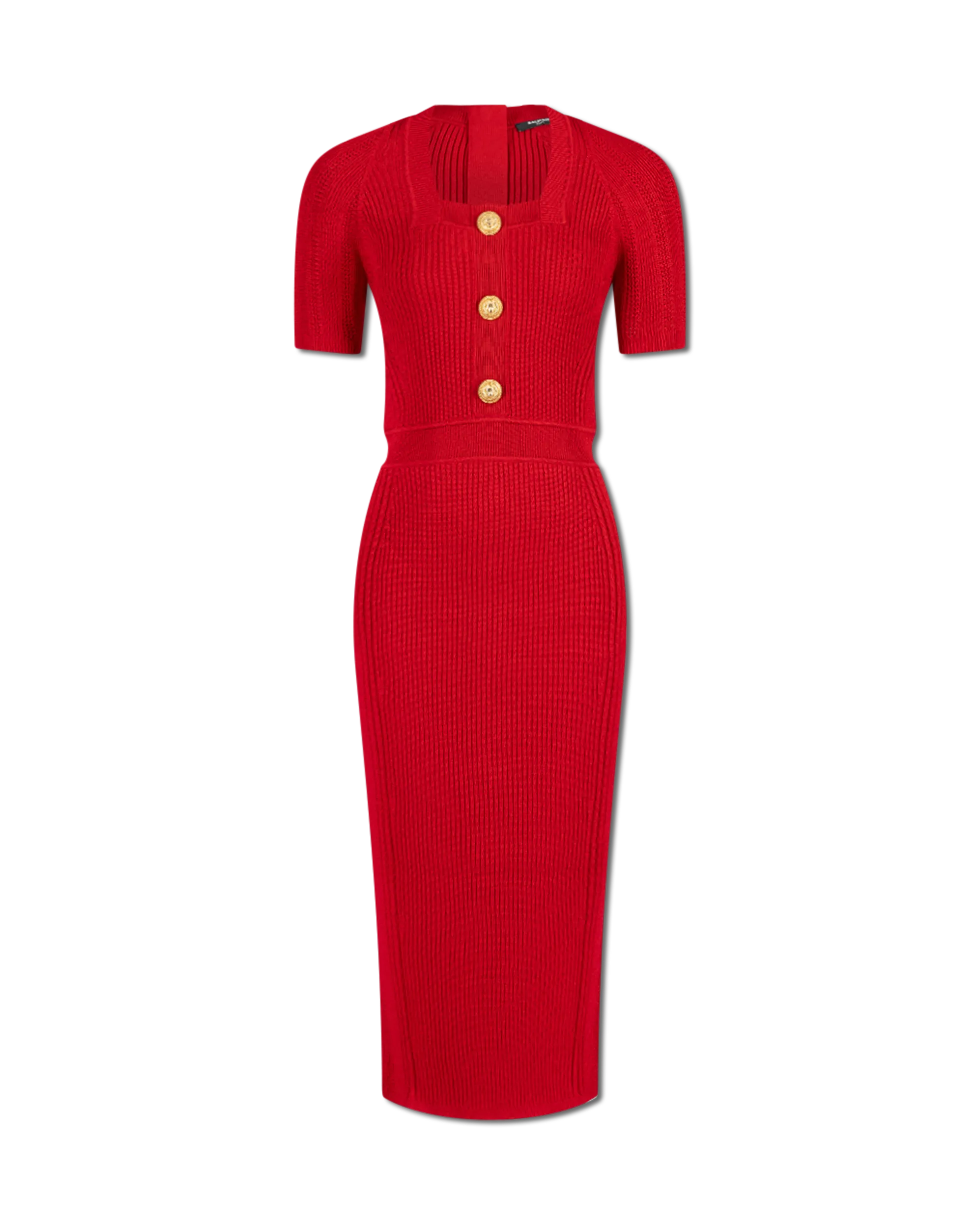 Short Sleeve Ribbed Knit Midi Dress