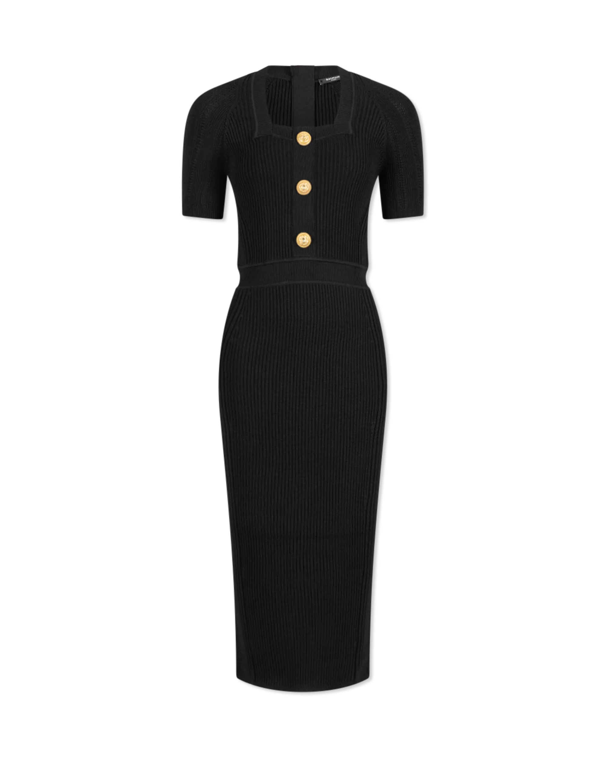 Short Sleeve Ribbed Knit Midi Dress