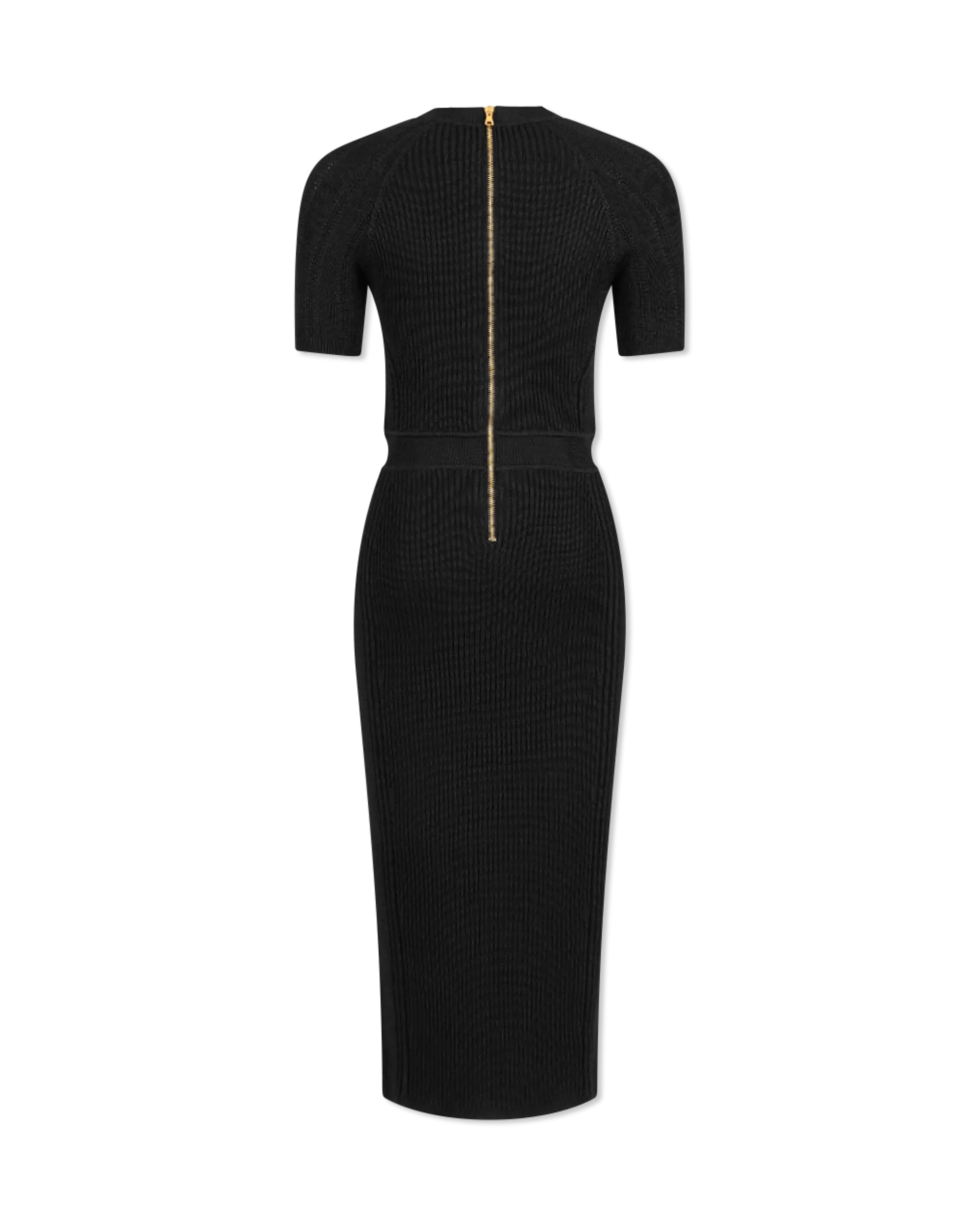 Short Sleeve Ribbed Knit Midi Dress