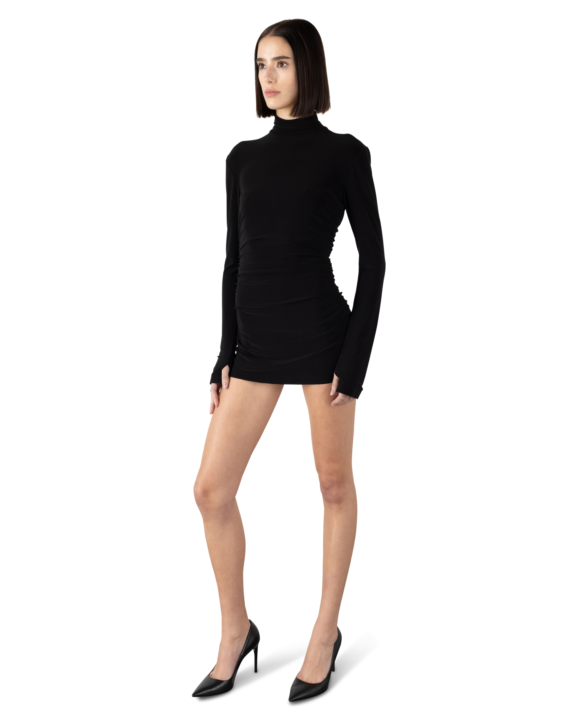 Black Long Sleeve Mini Dress