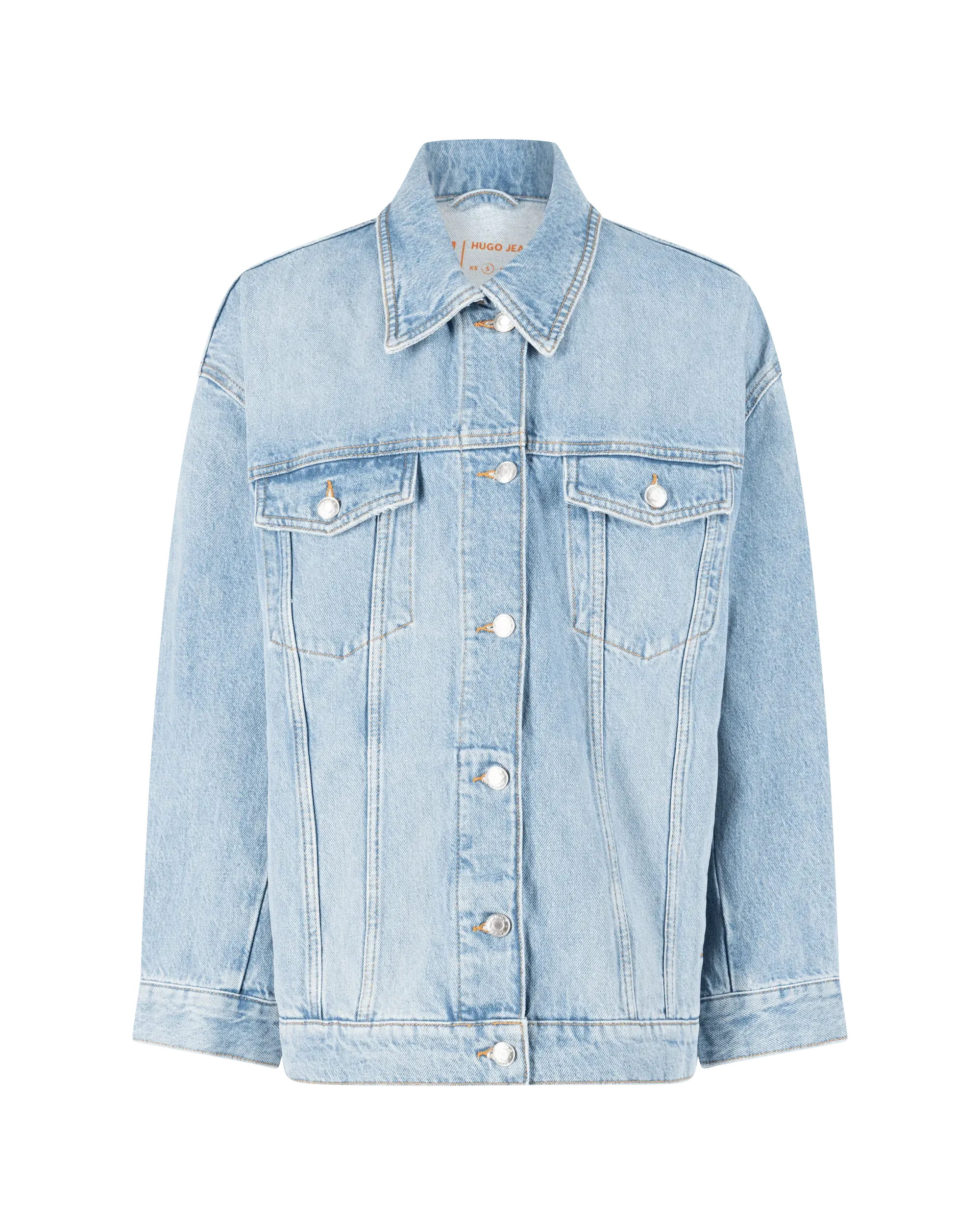 Light Blue Cotton Icon Denim Jacket by HUGO - Red | DIHSAN