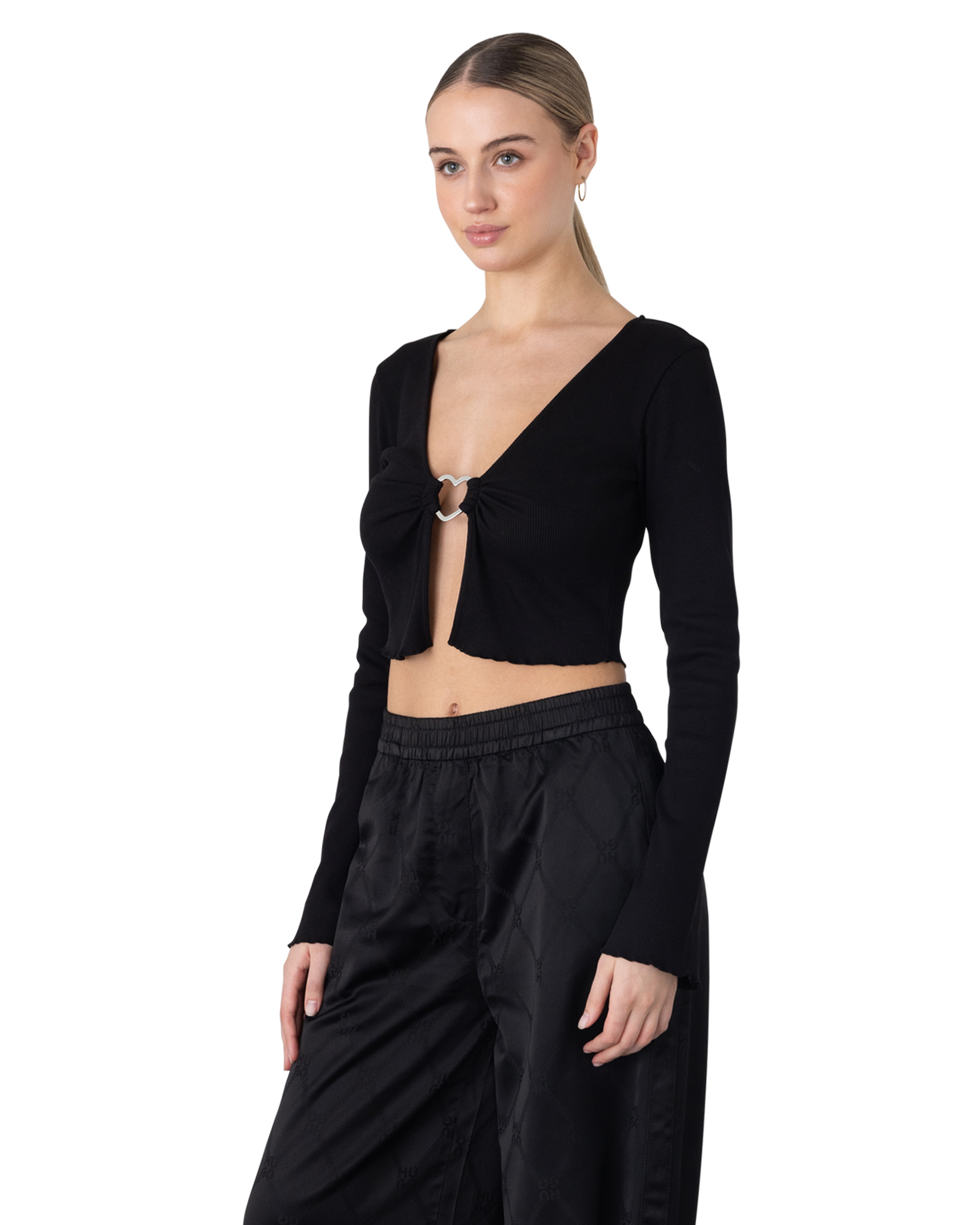 Dortensie Jersey Cropped Cardigan Top