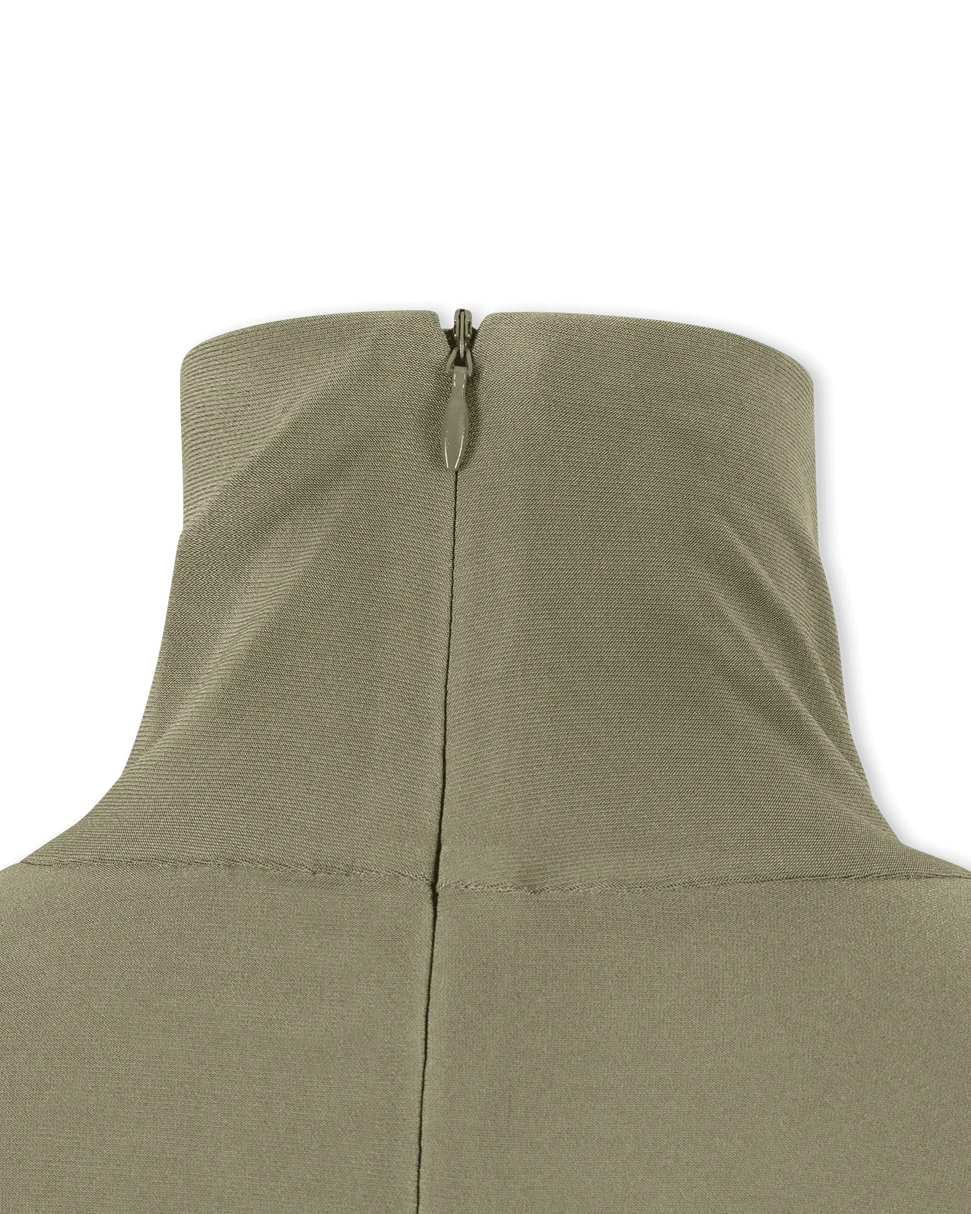 Sleeveless Turtleneck Fishtail Midi Dress - DIHSAN