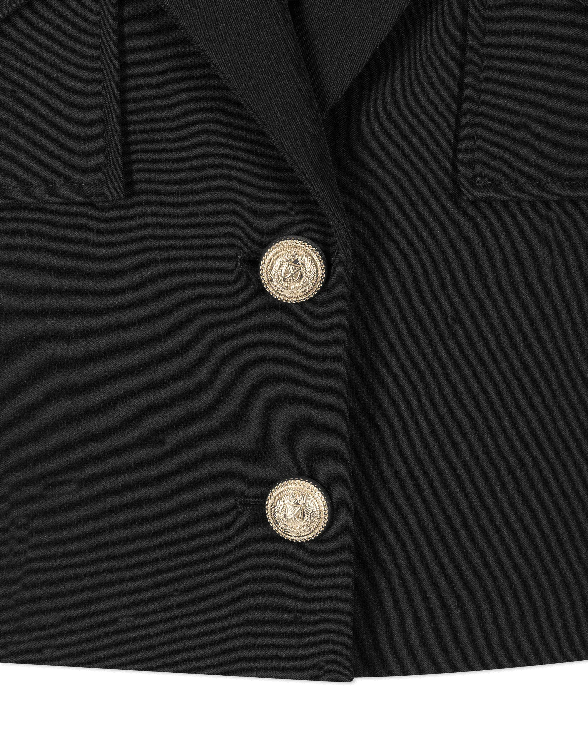 Black Cotton Blend Generation Love Karl Cropped Blazer by Generation Love | DIHSAN