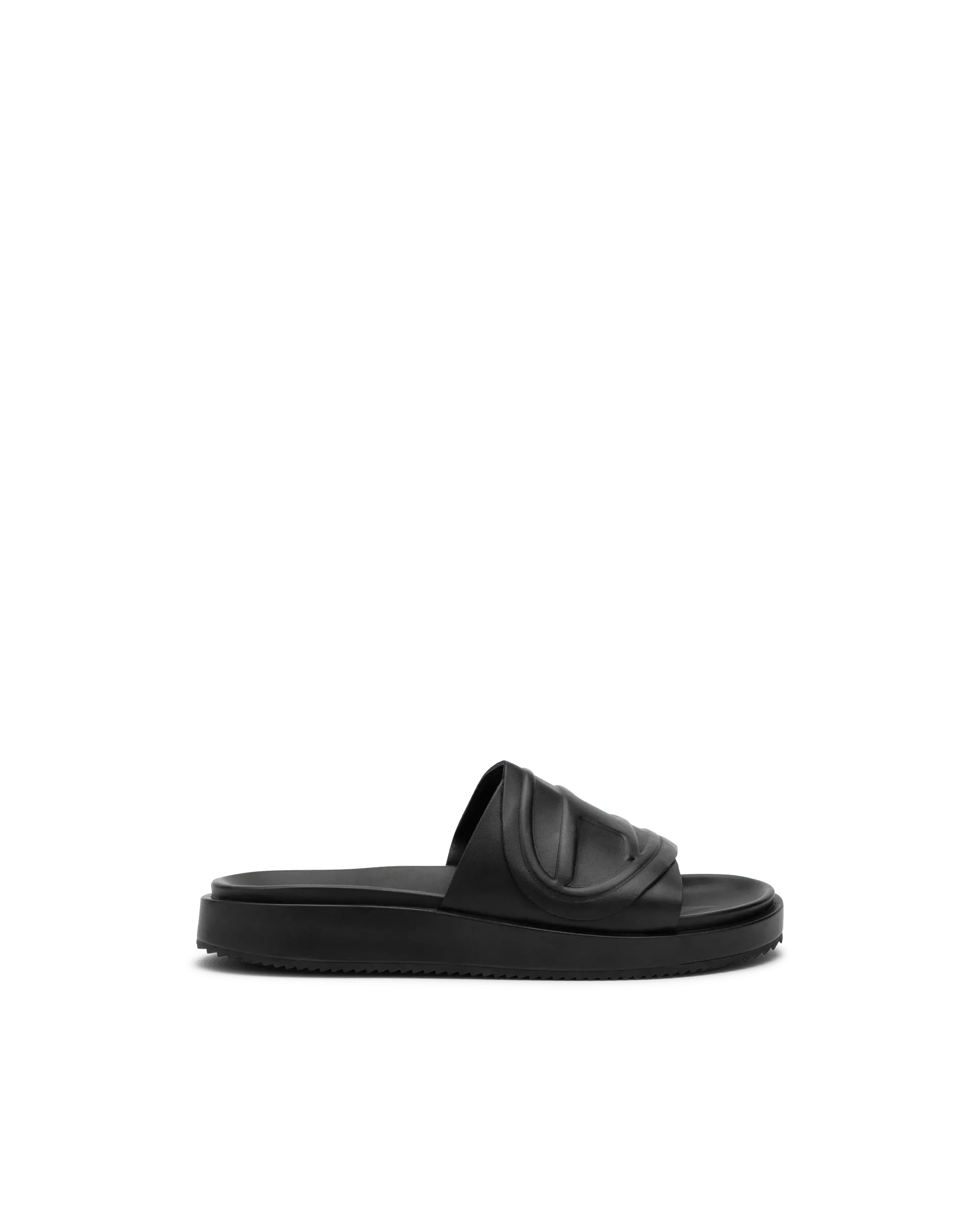 Black Polyurethane Oval D SA-Slides by Diesel | DIHSAN