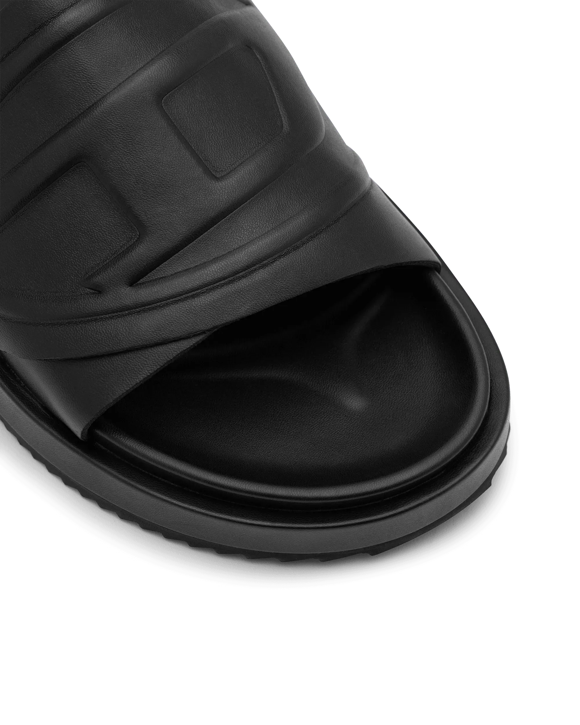 Black Polyurethane Oval D SA-Slides by Diesel | DIHSAN