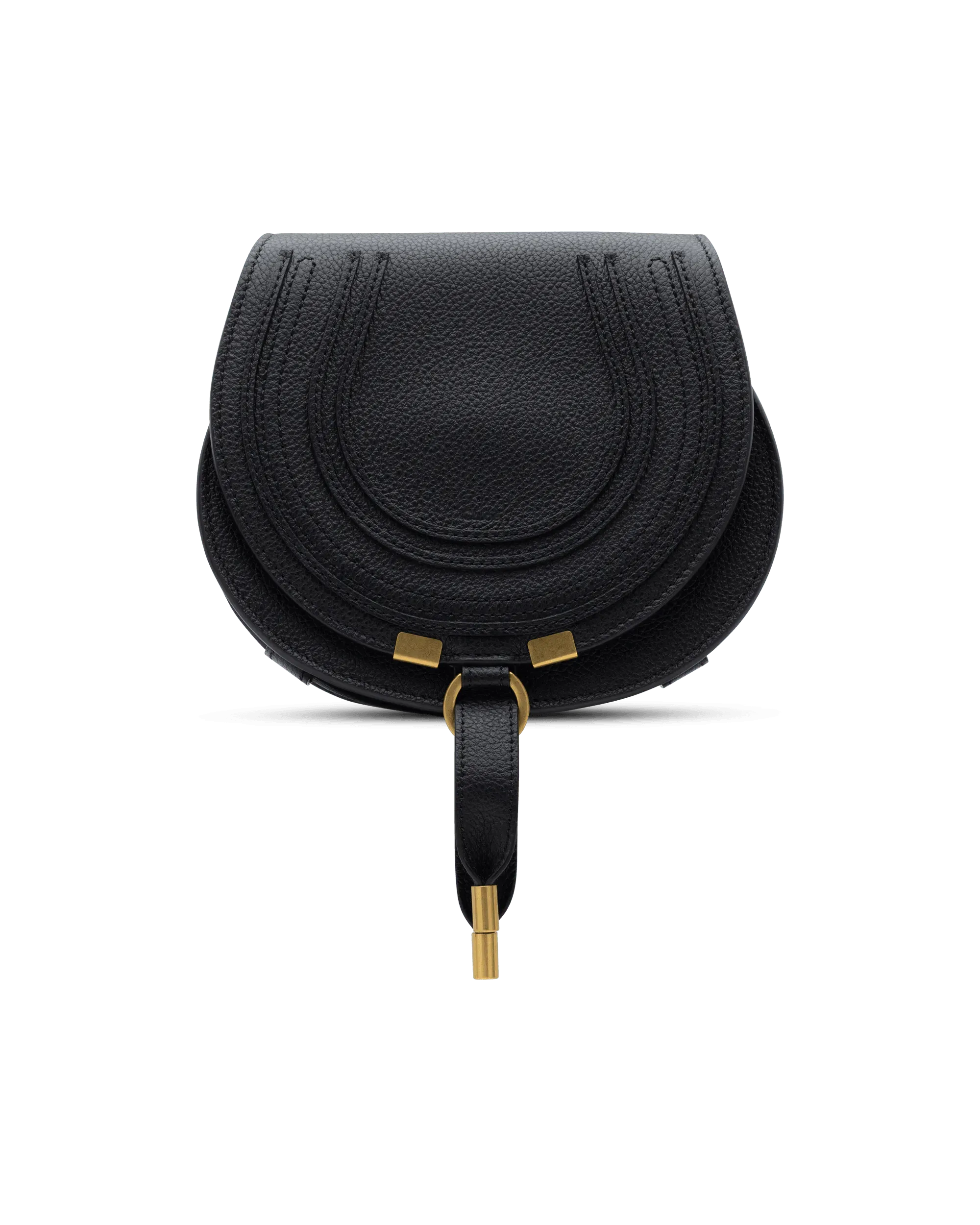 Small Marcie Grained Leather Saddle Bag - DIHSAN