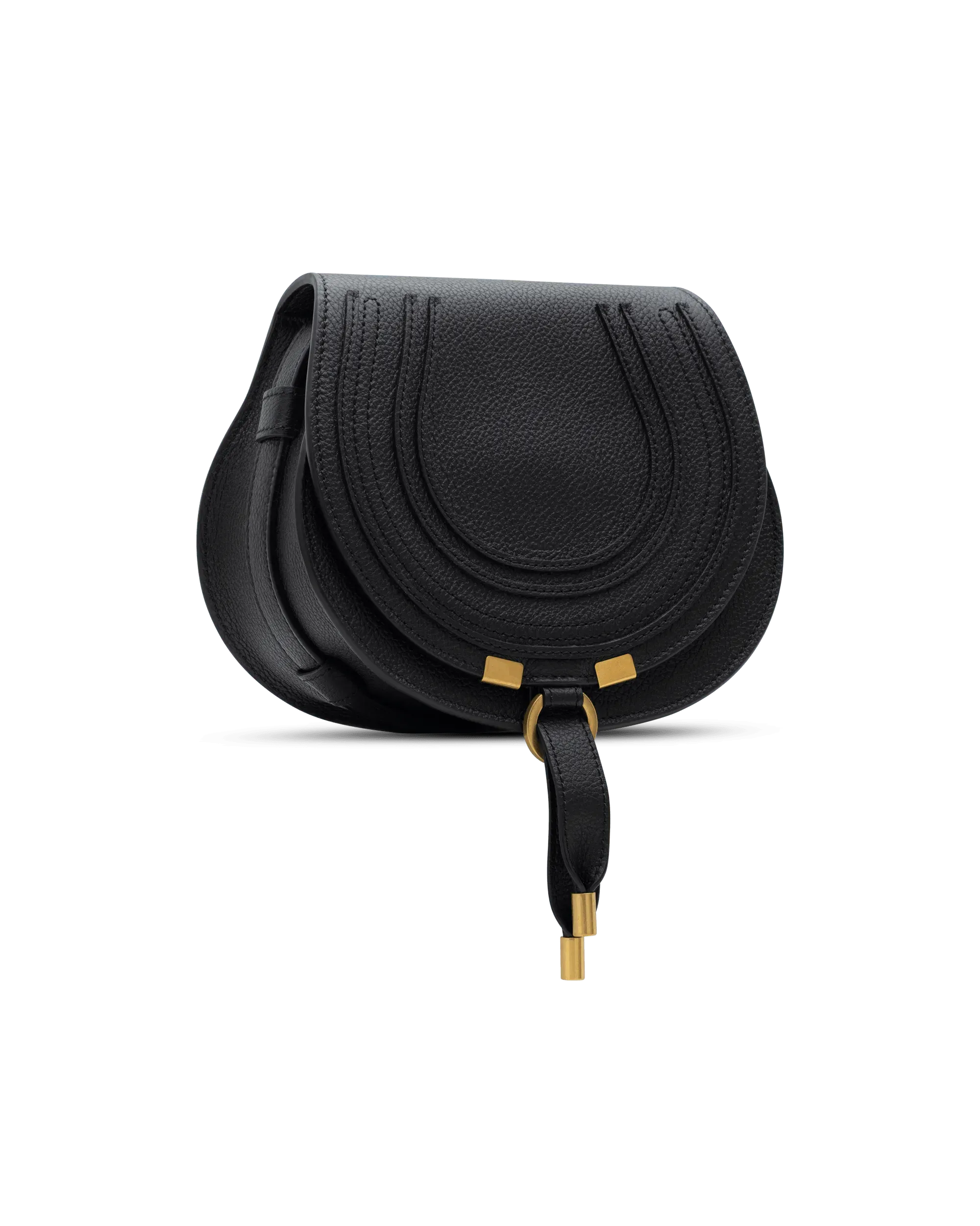 Small Marcie Grained Leather Saddle Bag - DIHSAN