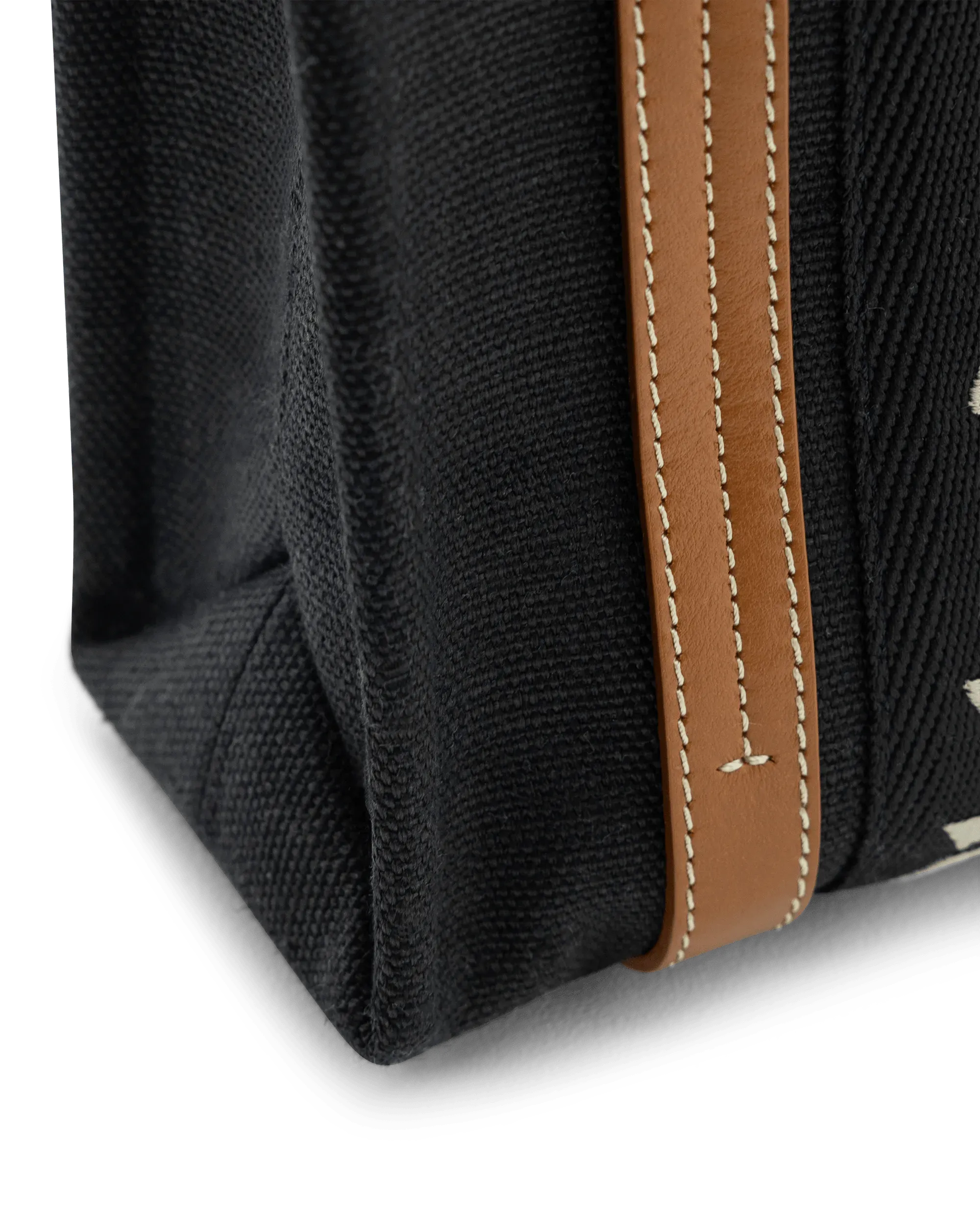 Black Calfskin Woody Linen Leather Small Tote Bag by Chloé | DIHSAN