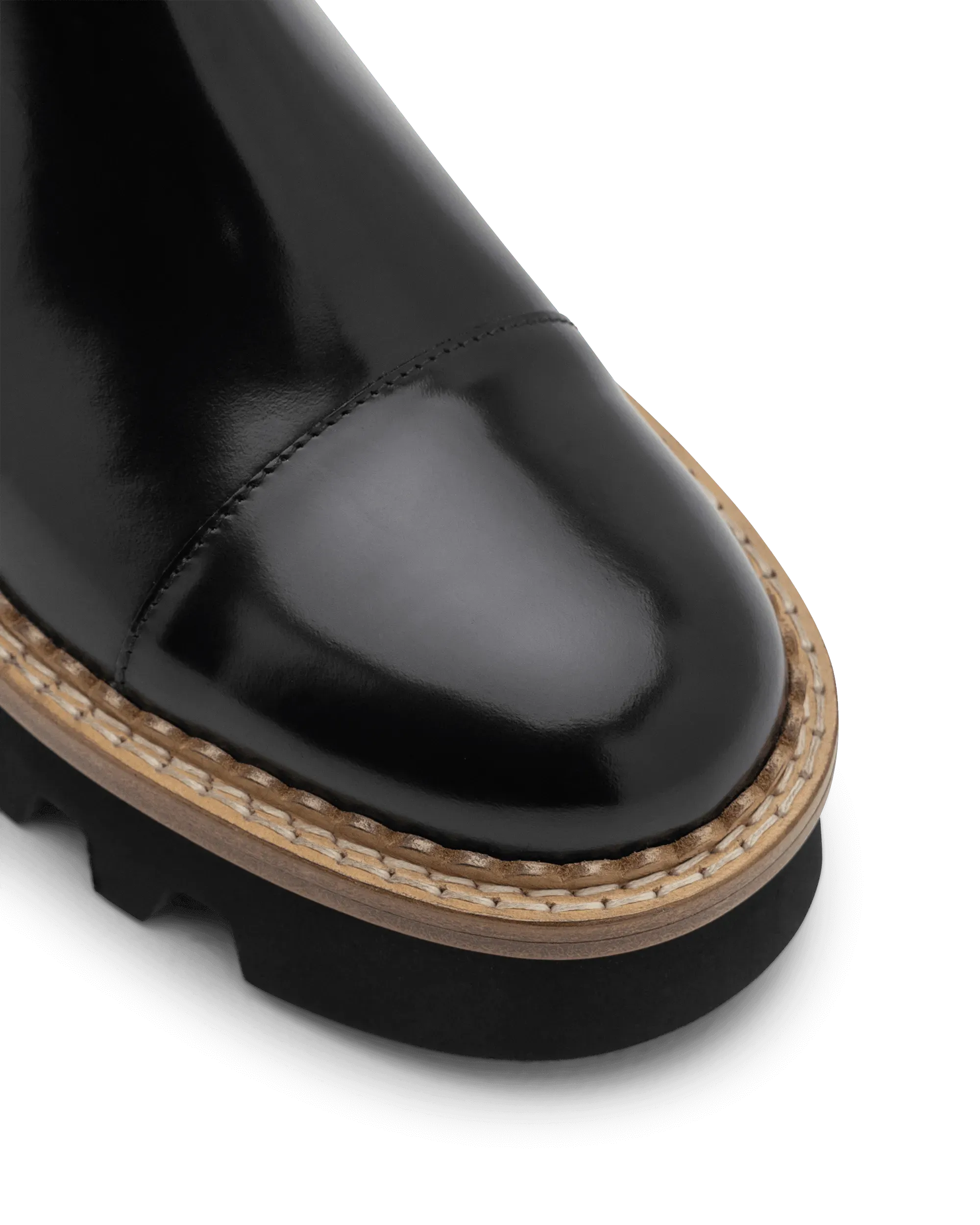 Owena Shiny Leather Ankle Boots - DIHSAN