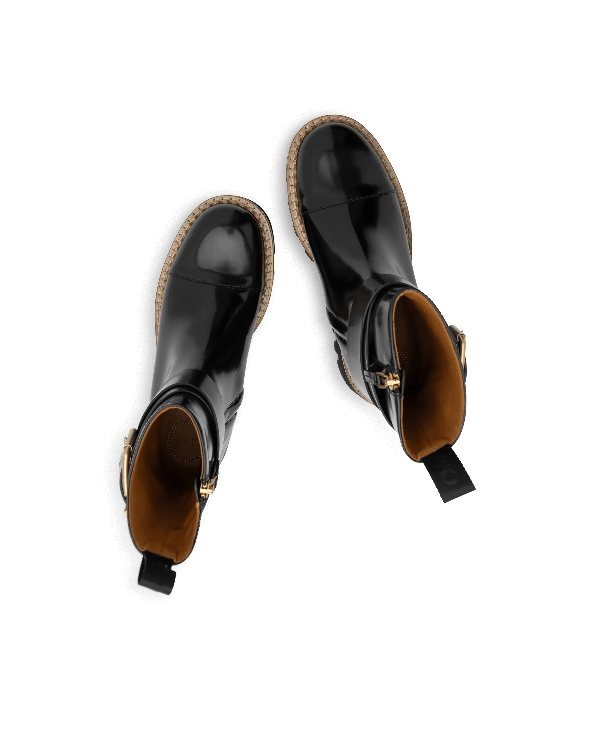 Owena Shiny Leather Ankle Boots - DIHSAN