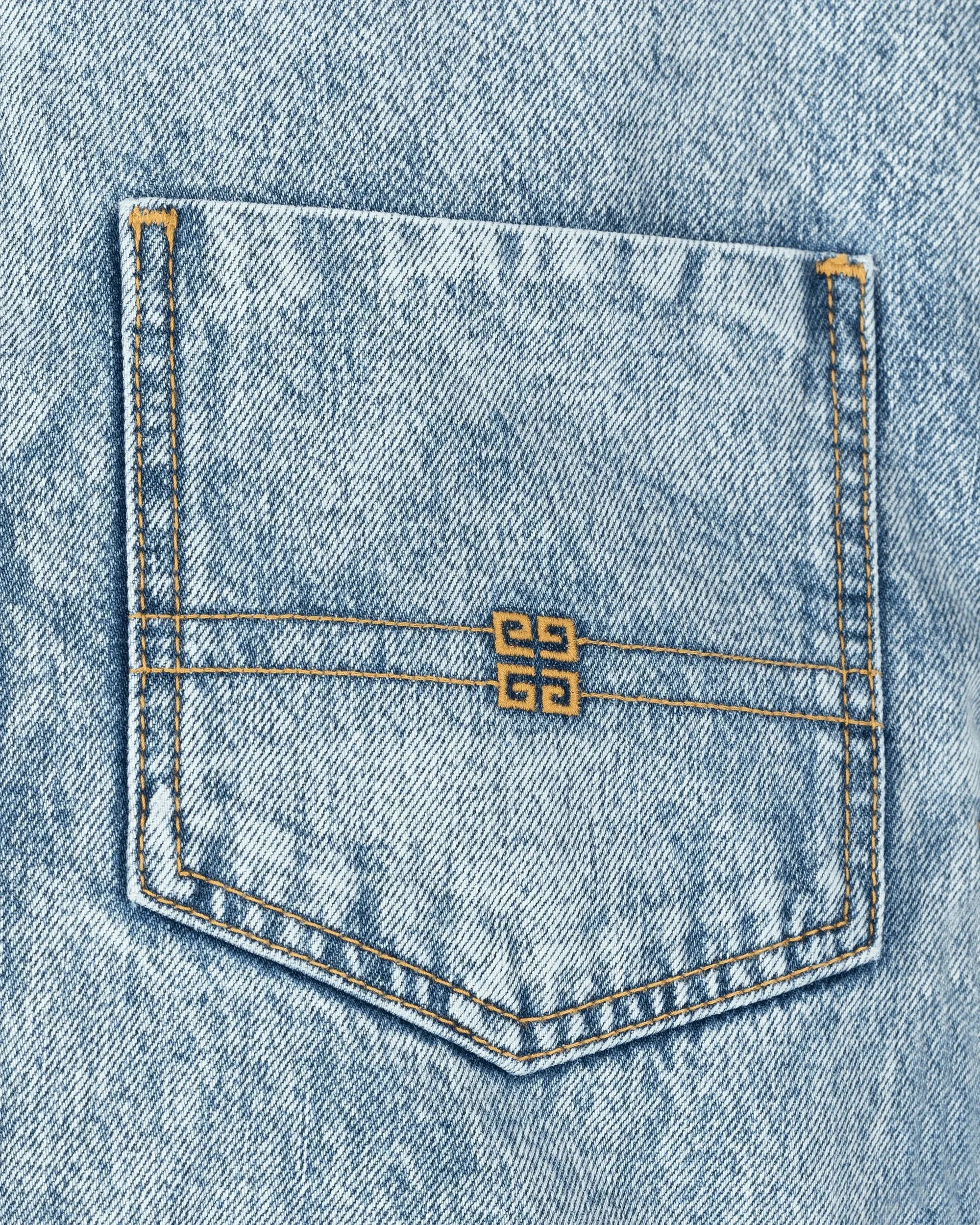 Bi Material Shearling Collar Cropped Denim Jacket - DIHSAN