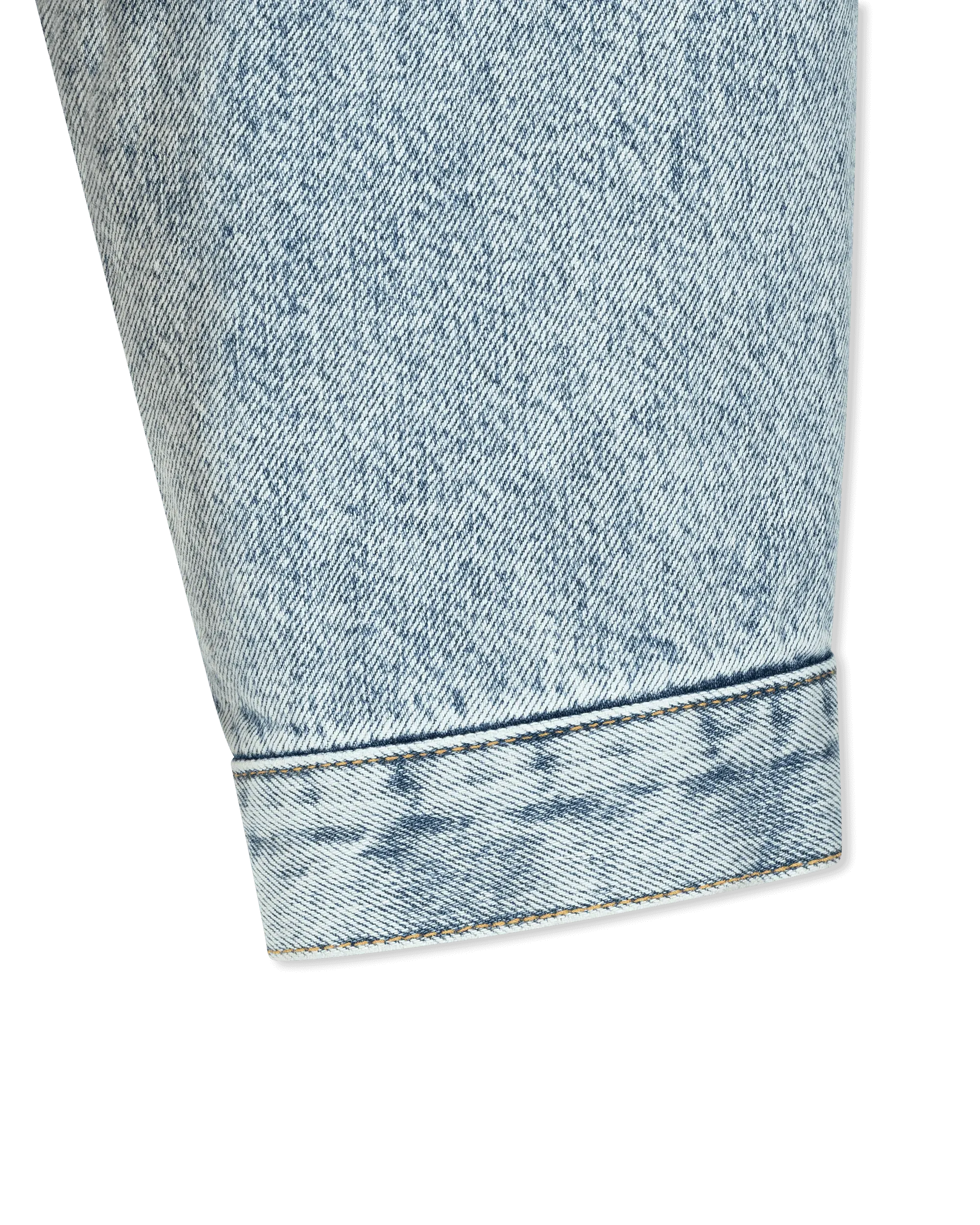 Bi Material Shearling Collar Cropped Denim Jacket - DIHSAN