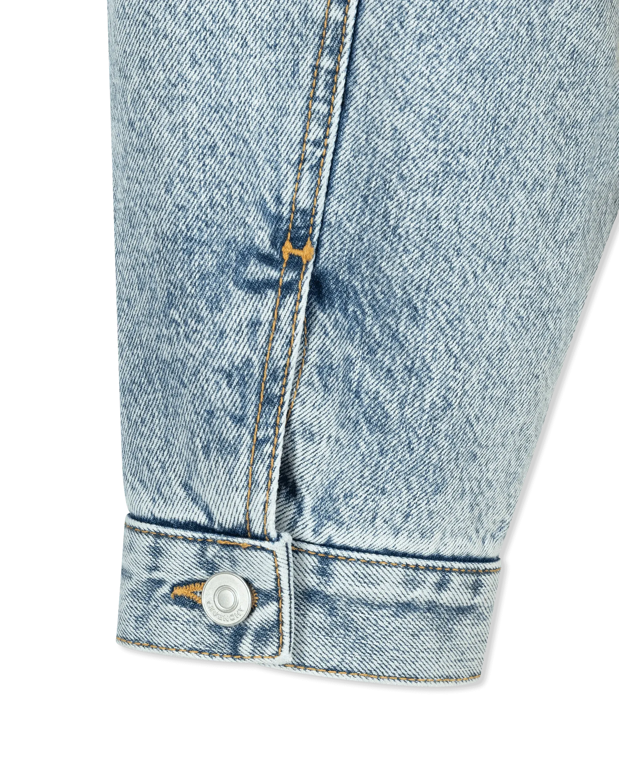 Bi Material Shearling Collar Cropped Denim Jacket - DIHSAN