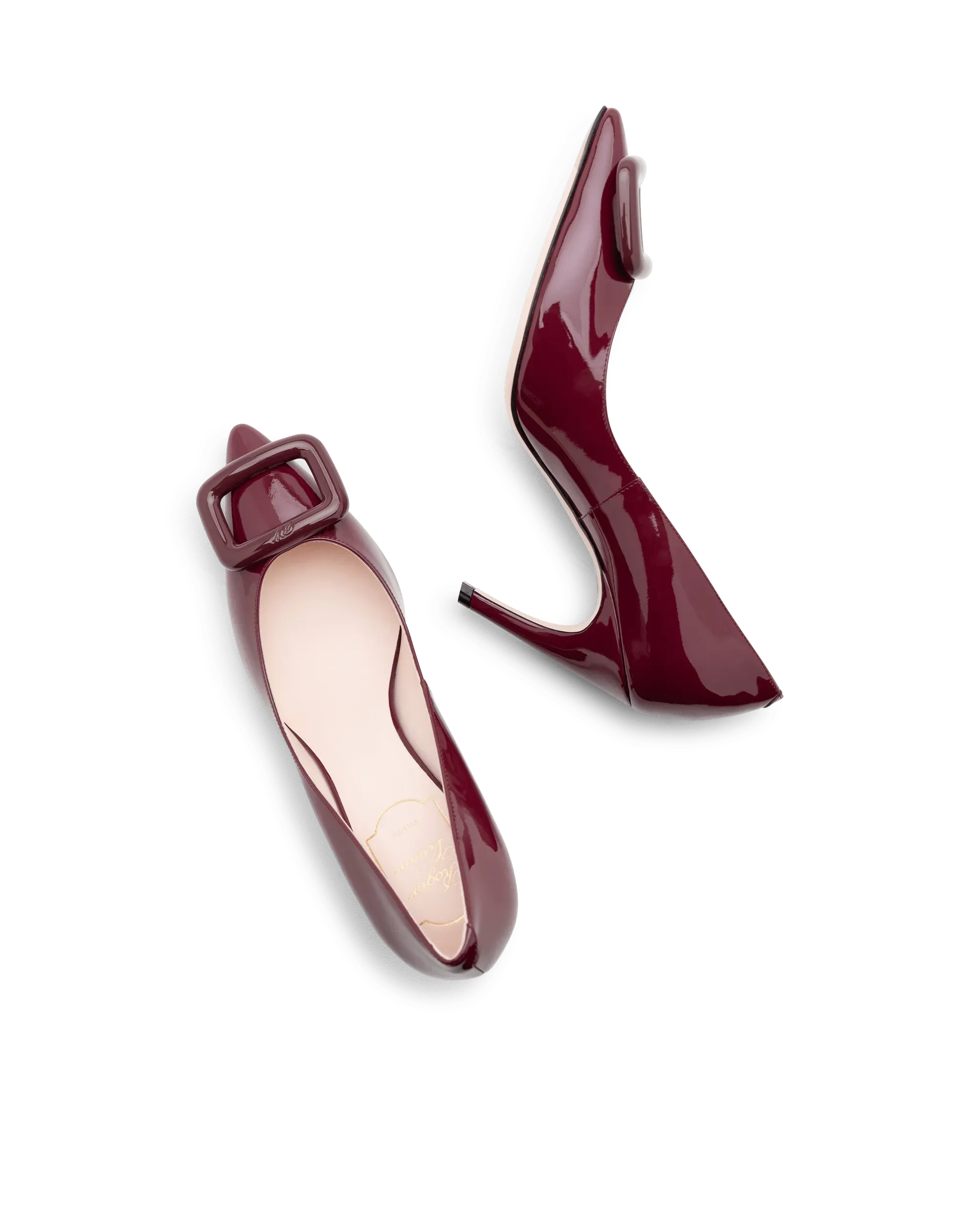 Viv' Choc Patent Leather Buckle Pumps - DIHSAN