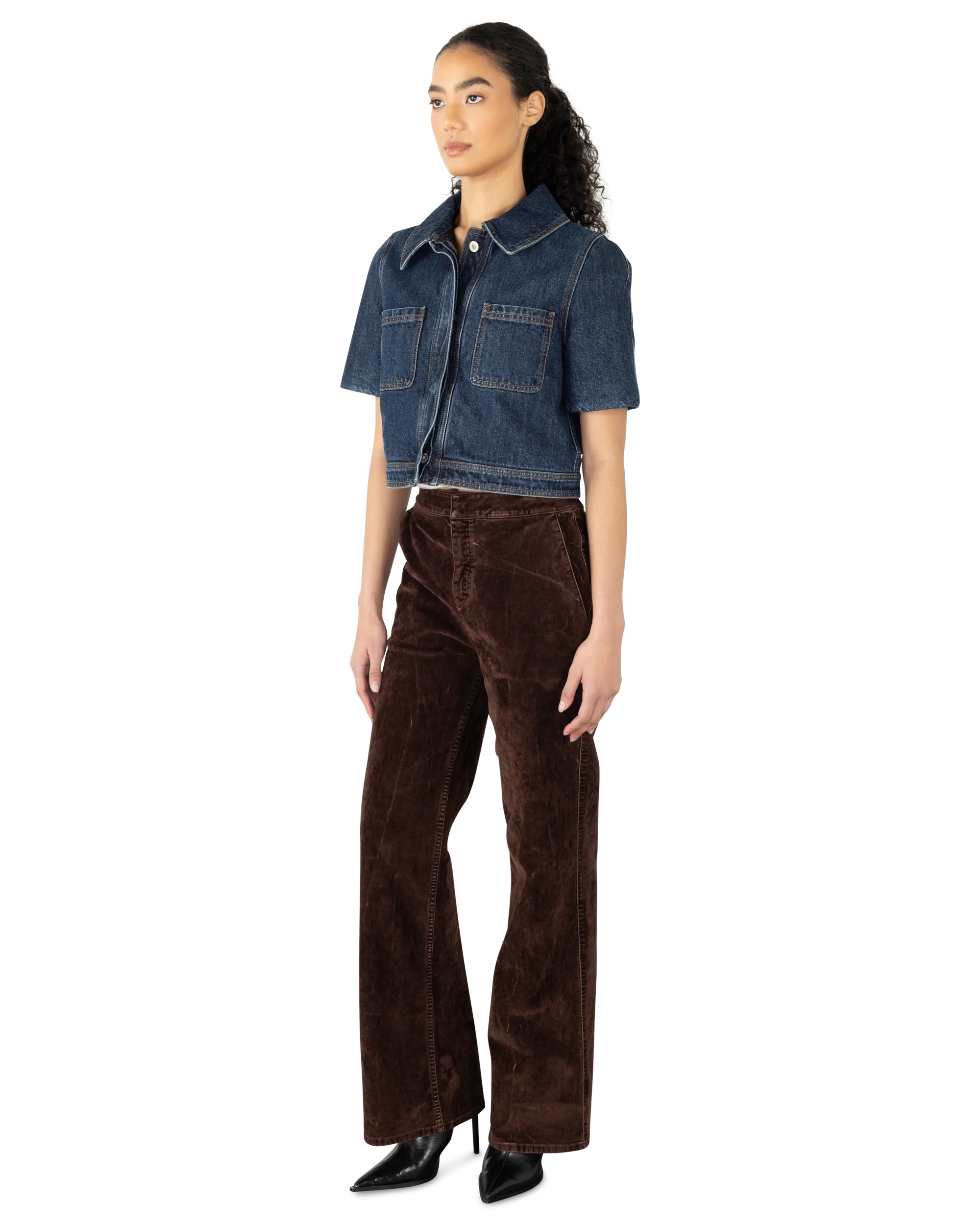 Bootleg Velvet Denim Jeans
