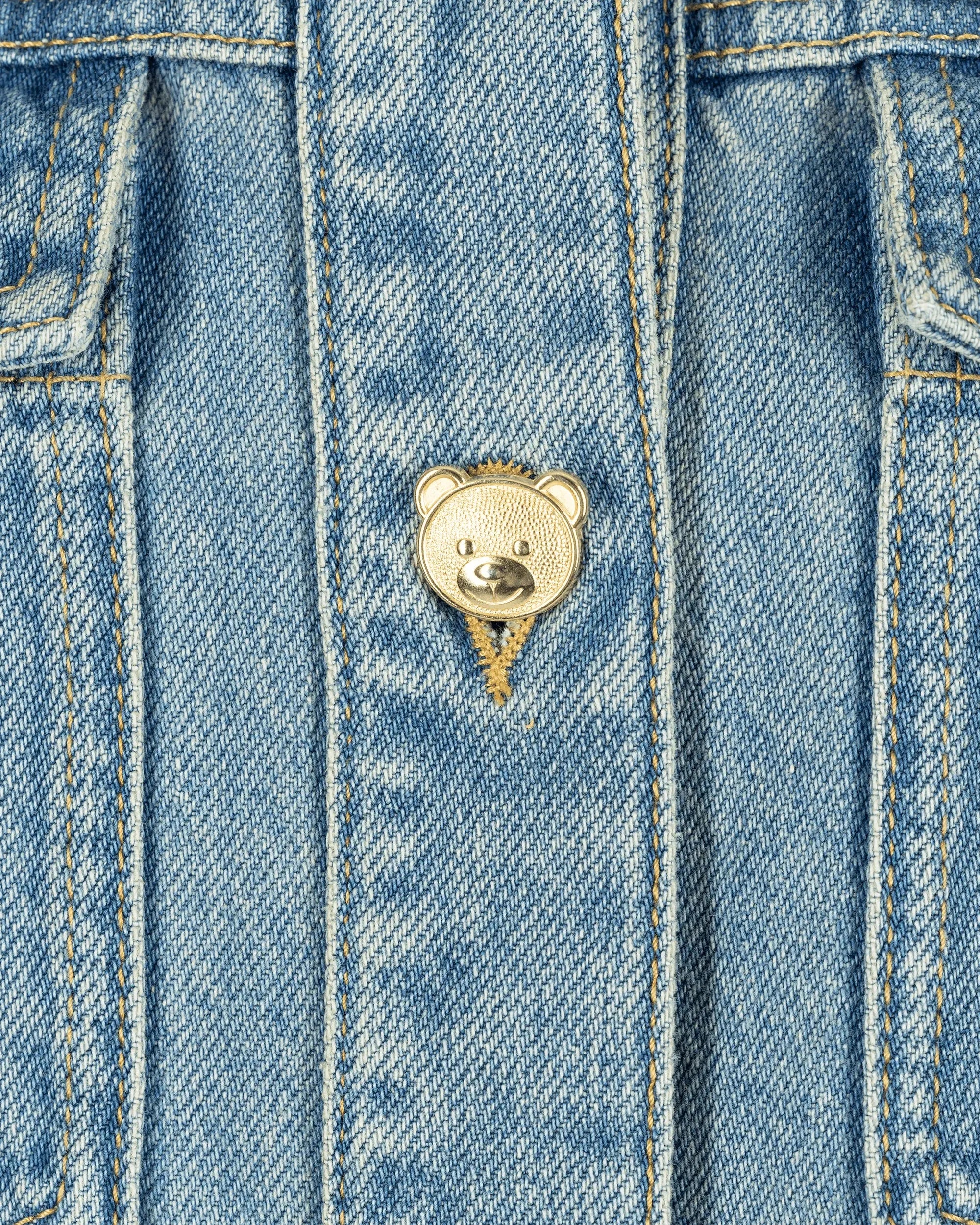 Teddy Buttons Blue Denim Shirt Dress - DIHSAN