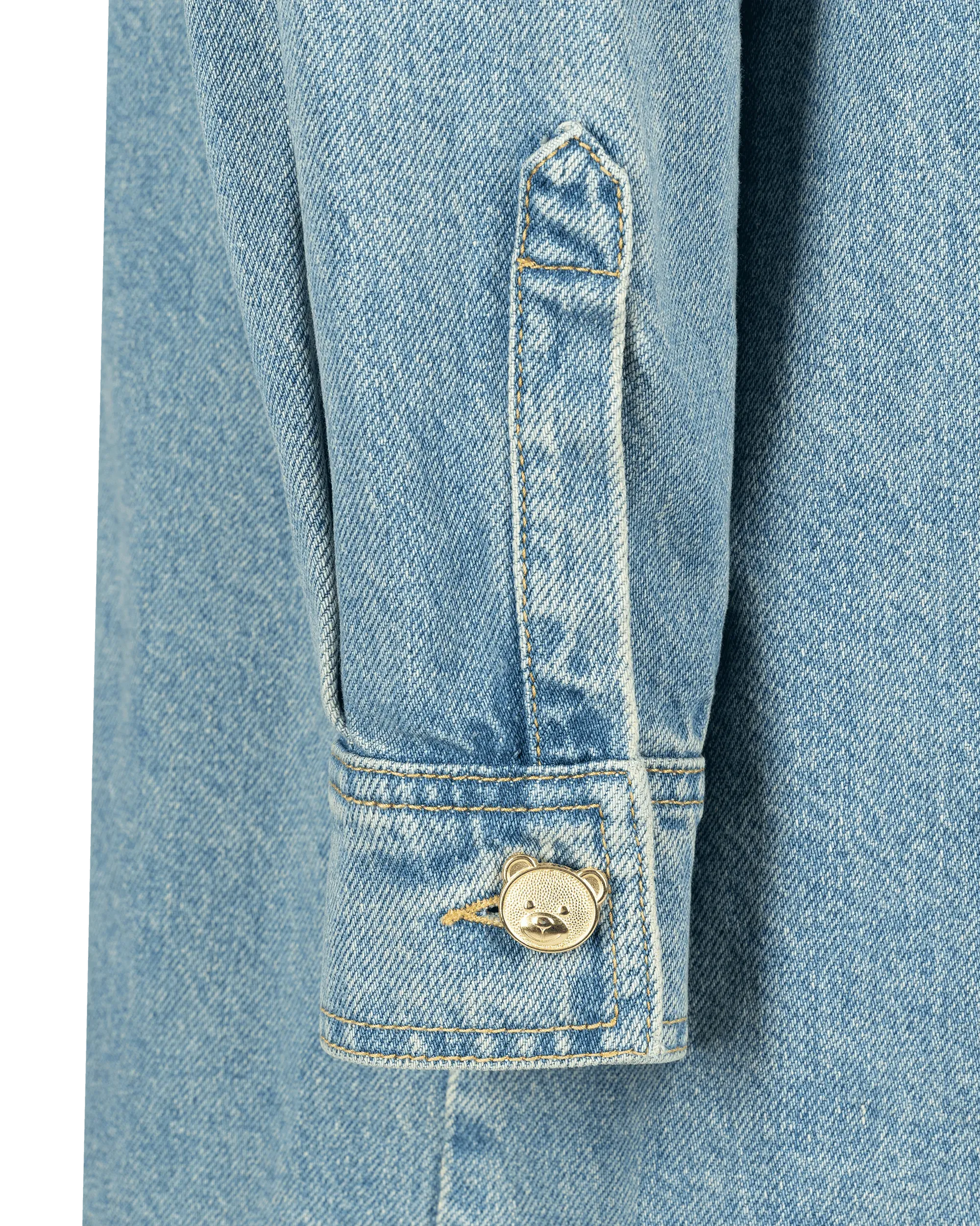 Teddy Buttons Blue Denim Shirt Dress - DIHSAN