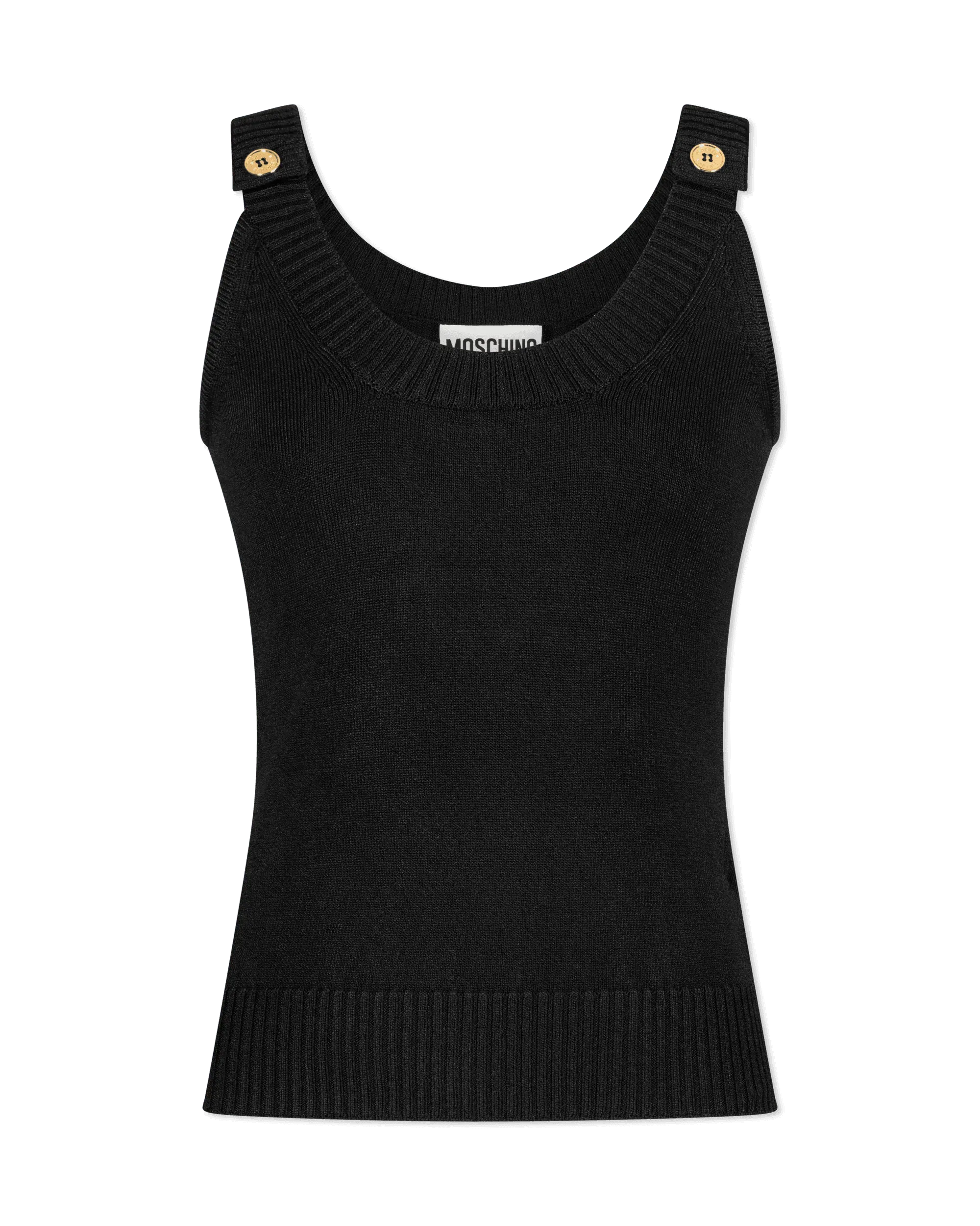 Decorative Button Ribbed Tank-Top - DIHSAN