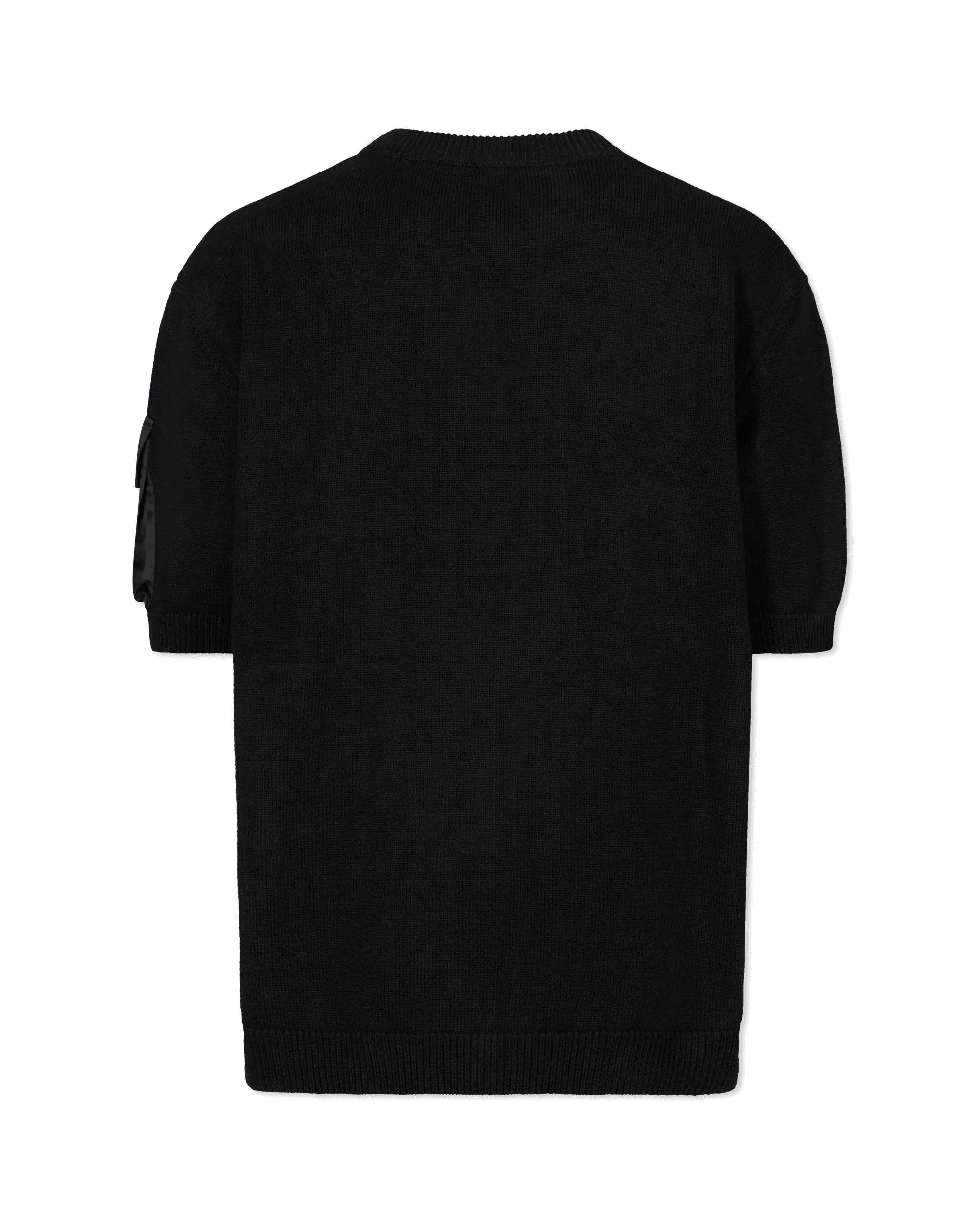 Sleeve Pocket Details Wool Short Sleeve Sweater - DIHSAN