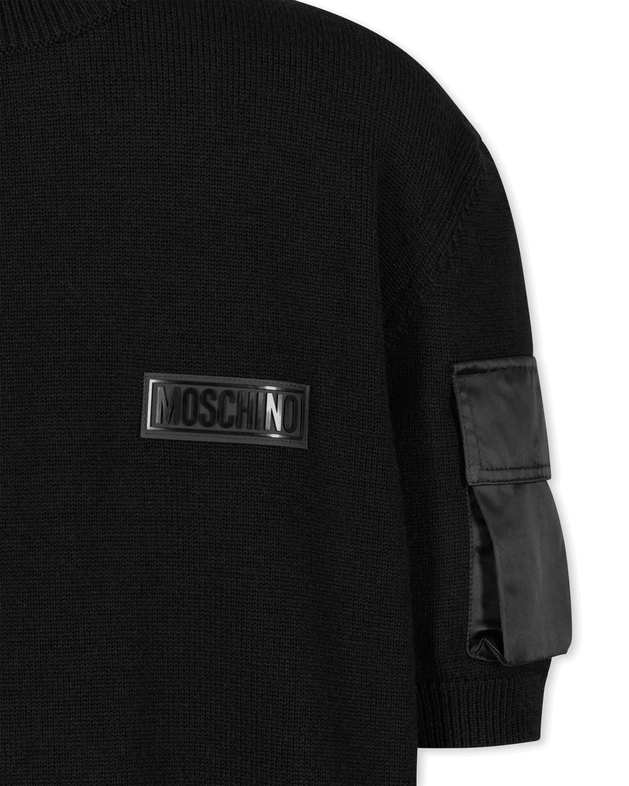 Sleeve Pocket Details Wool Short Sleeve Sweater - DIHSAN