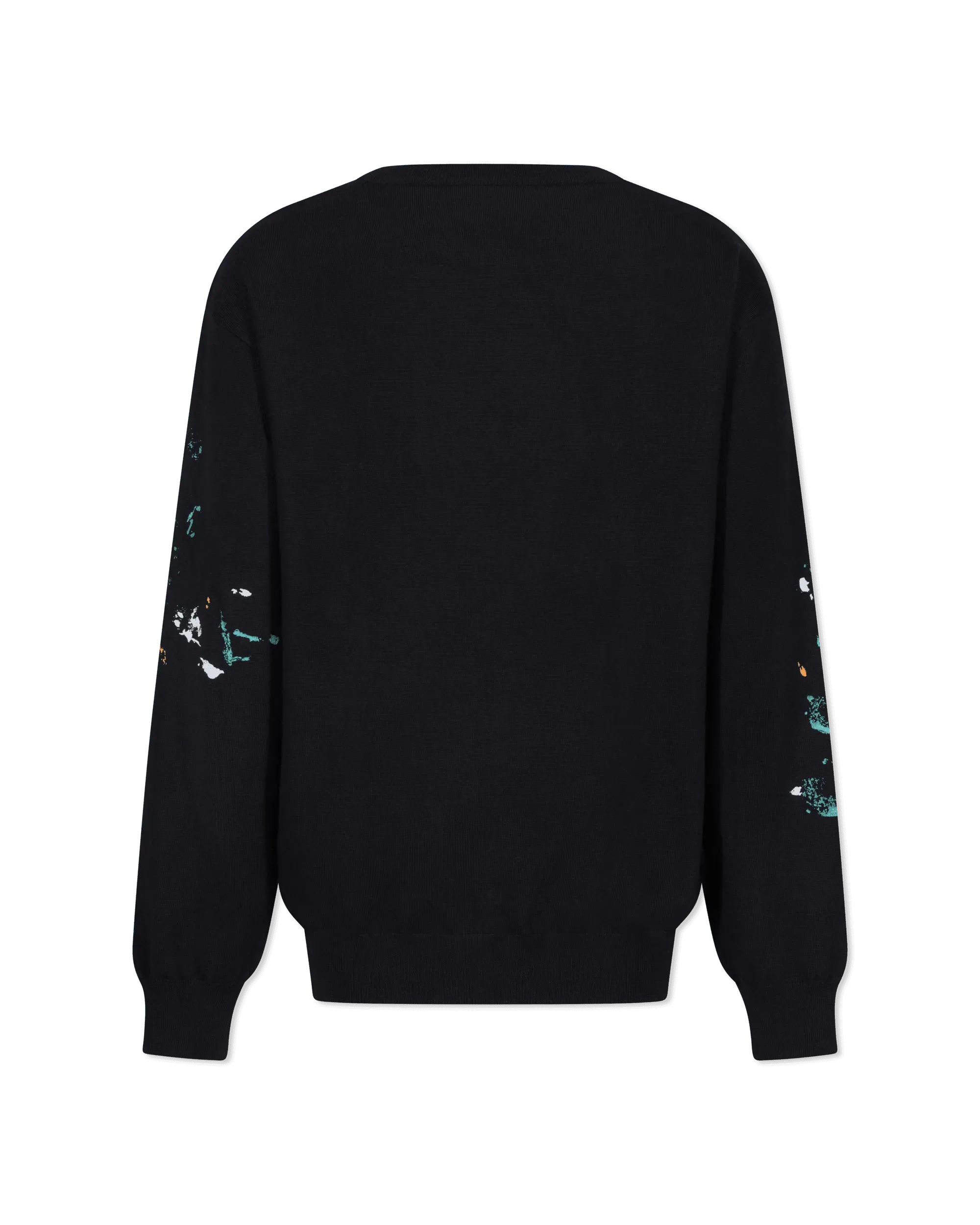Painted Effect Wool Sweater With Logo - DIHSAN