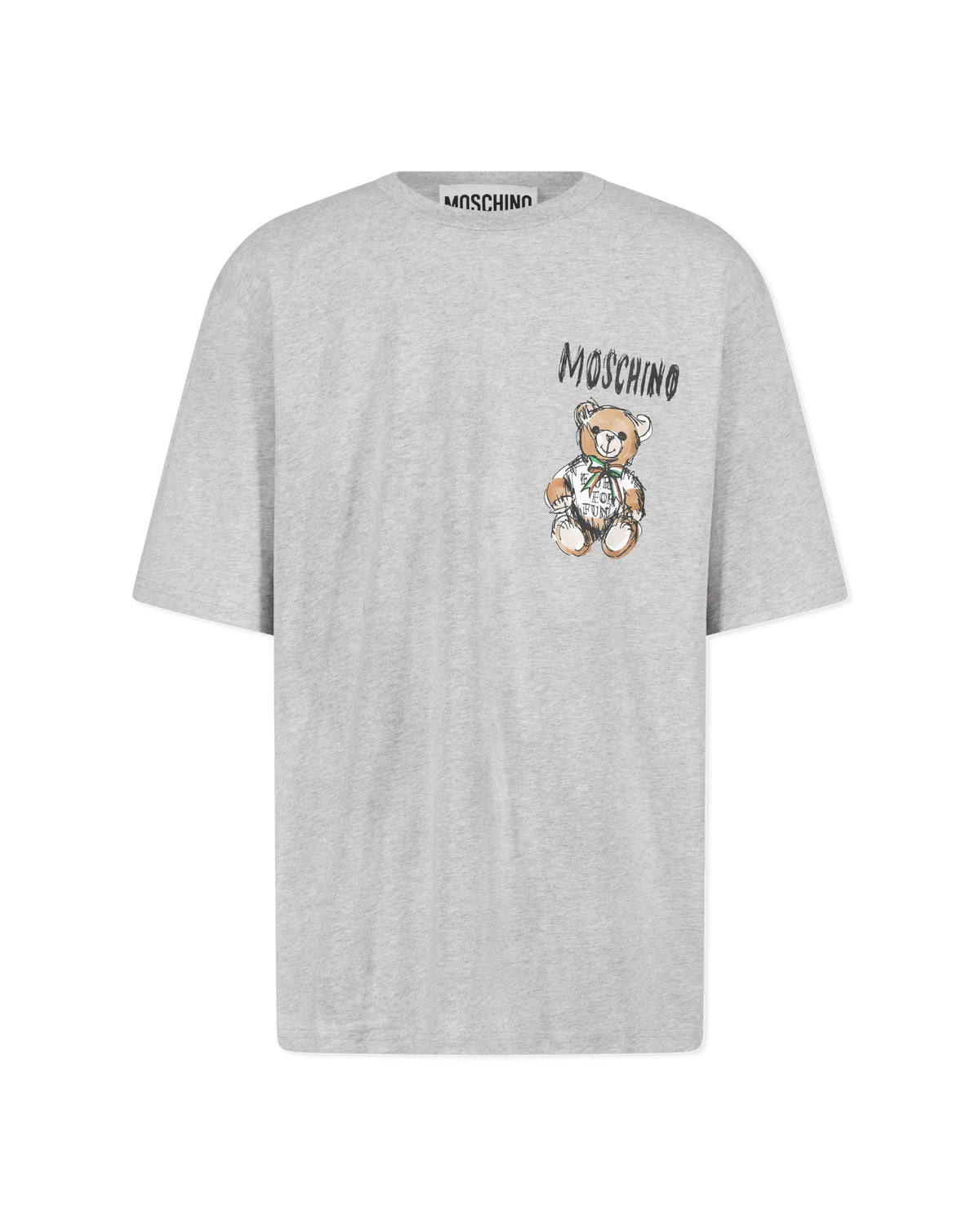 Moschino Mini Drawn Teddy Bear Organic Grey T-Shirt | DIHSAN