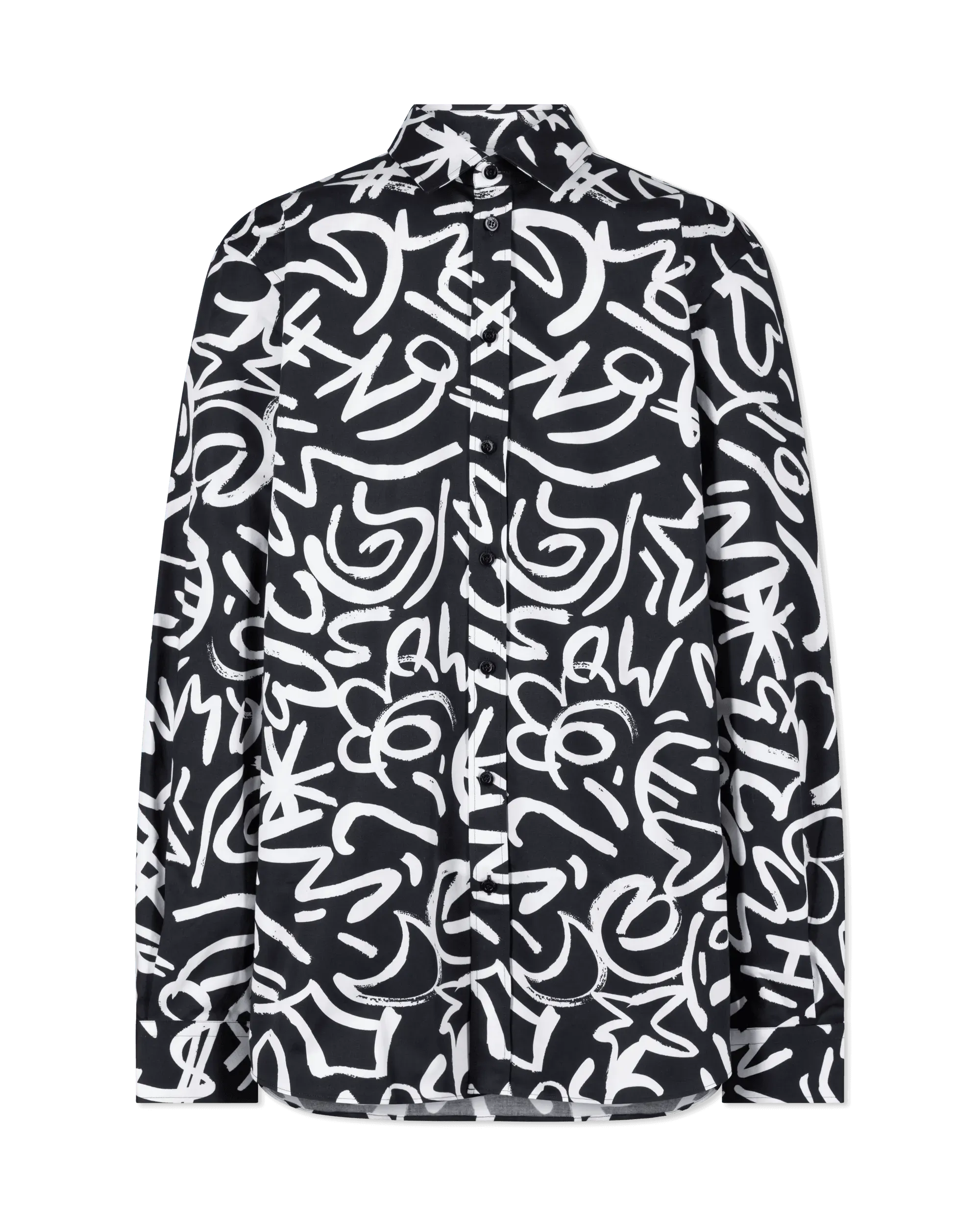 Scribble Print Cotton Dress Shirt - DIHSAN