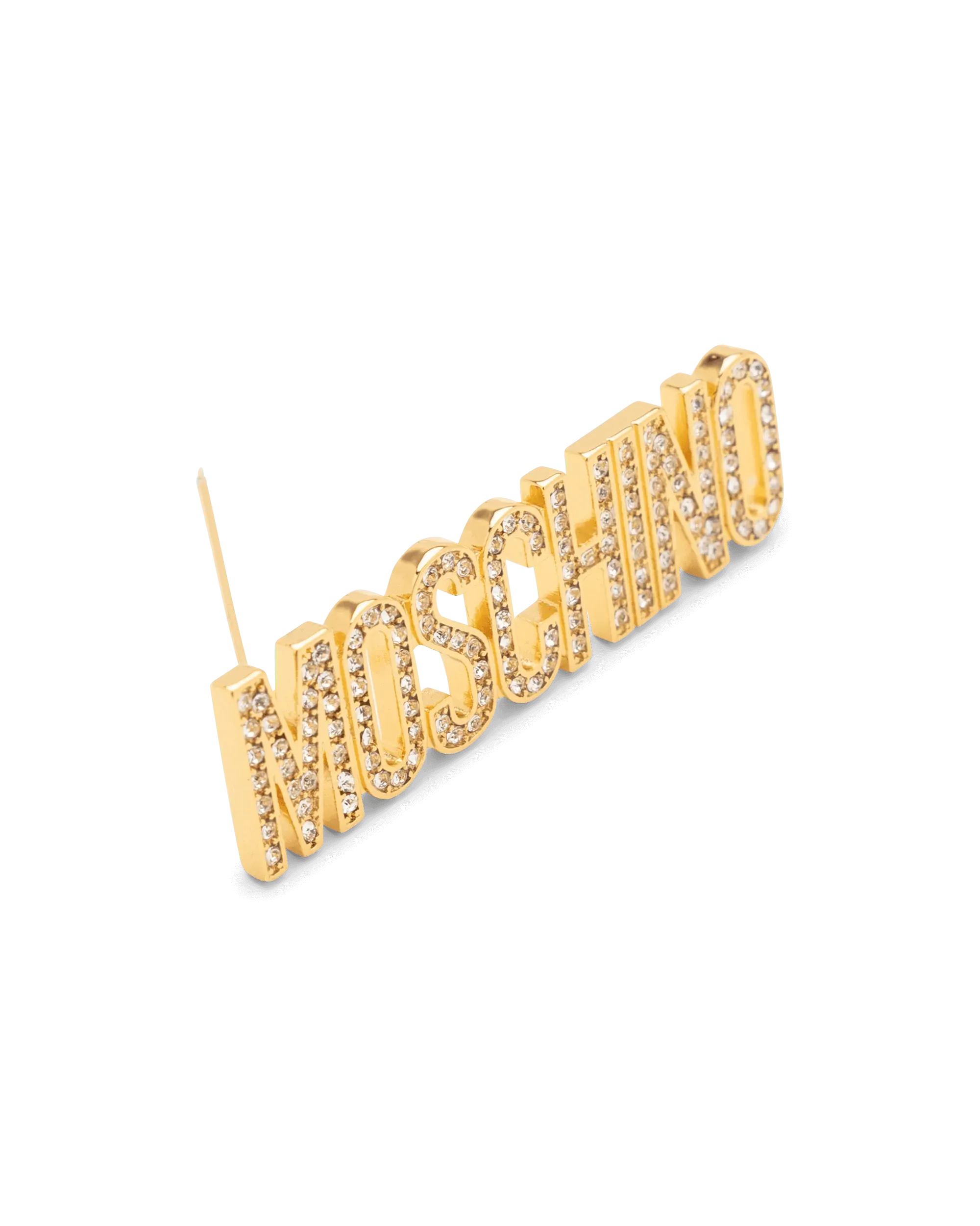 Crystal Embellished Logo Brooch - DIHSAN