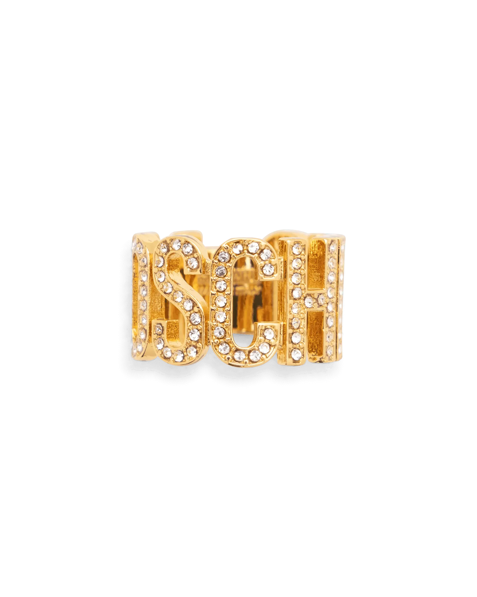Iced Logo Lettering Embellished Ring - DIHSAN