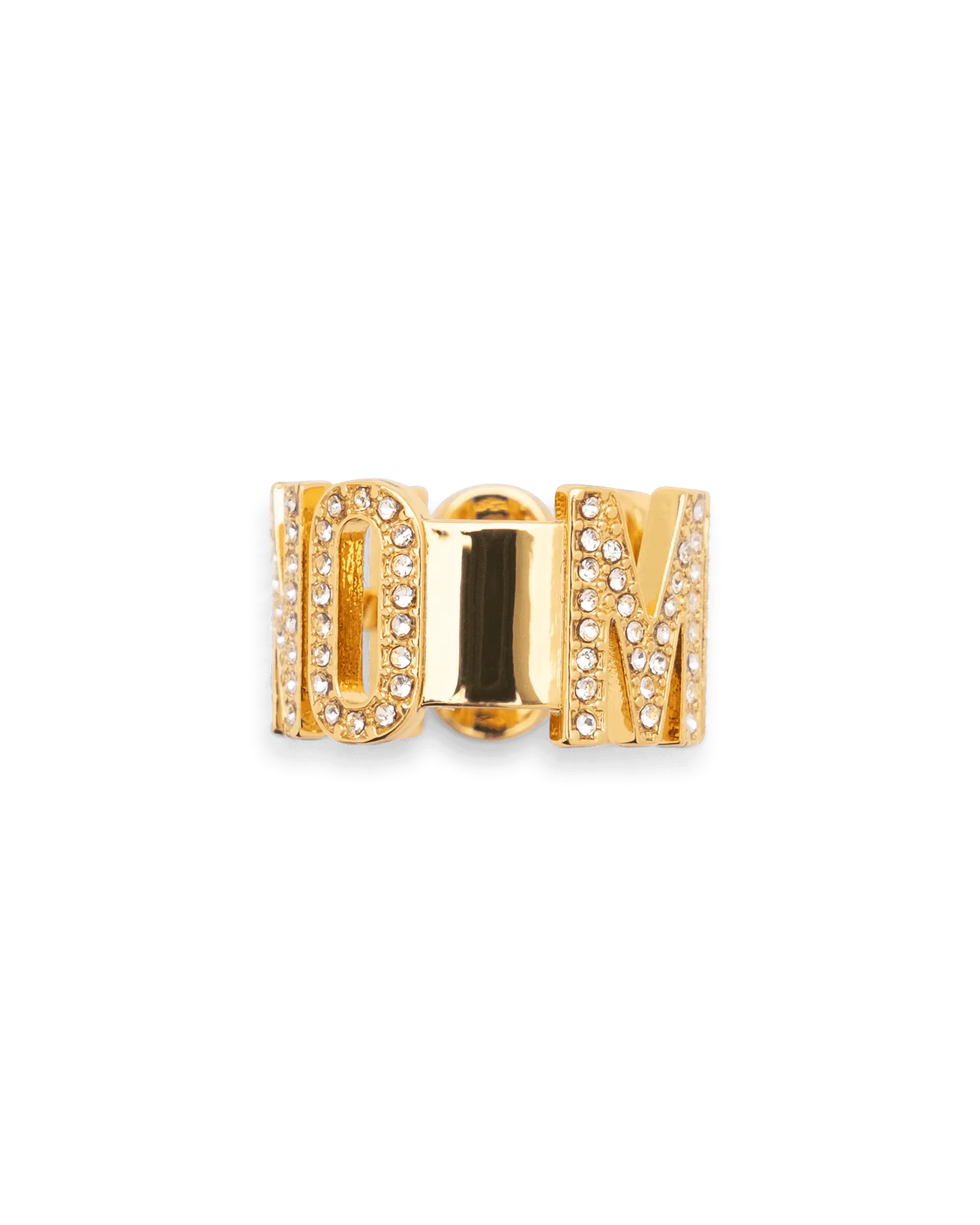 Iced Logo Lettering Embellished Ring - DIHSAN