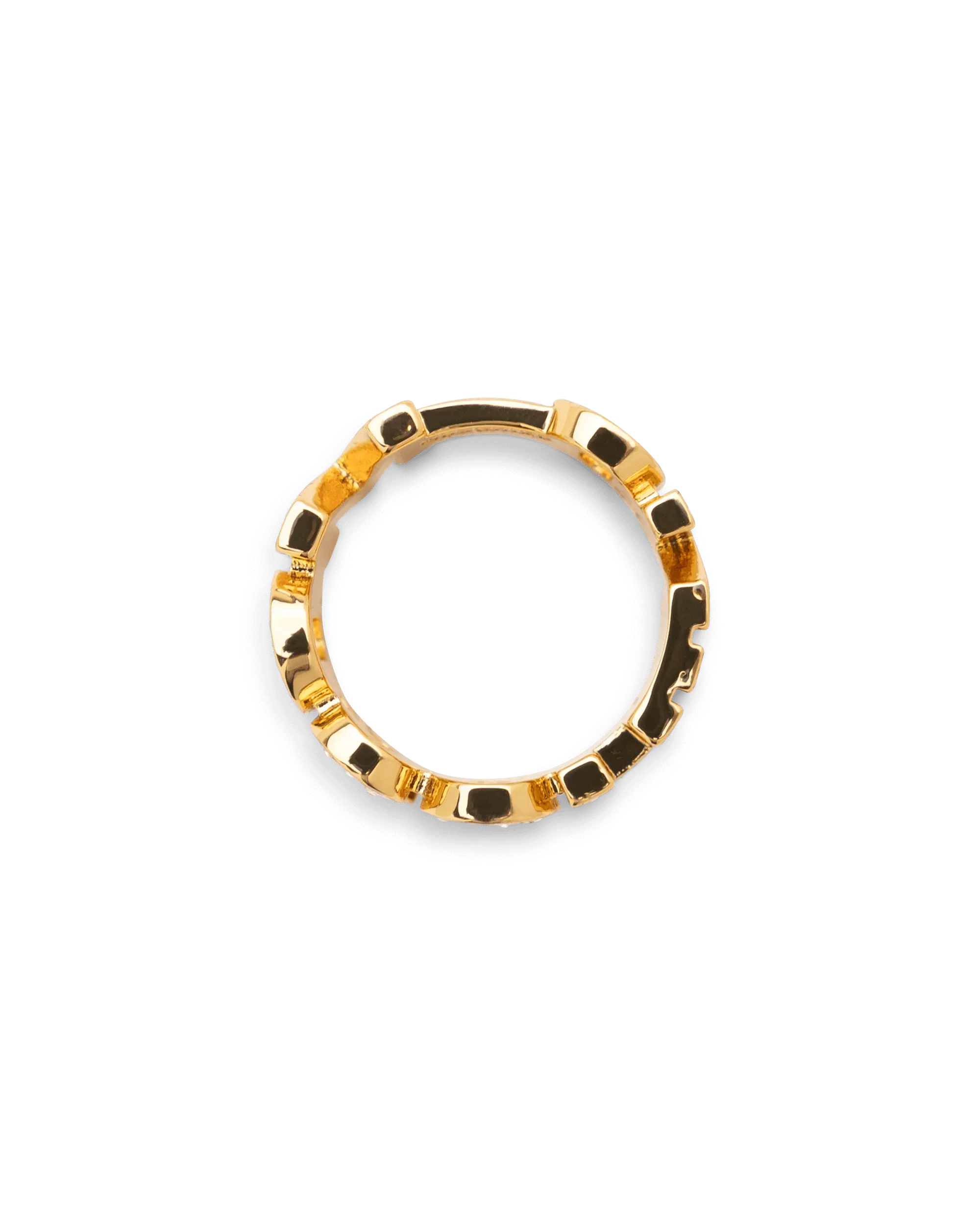 Iced Logo Lettering Embellished Ring - DIHSAN